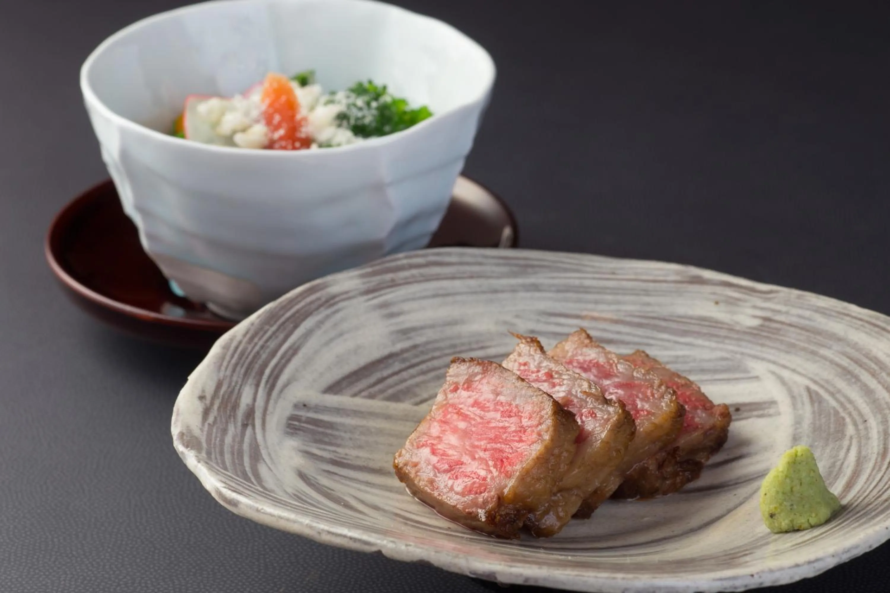 Food close-up in Yufuin Souan Kosumosu