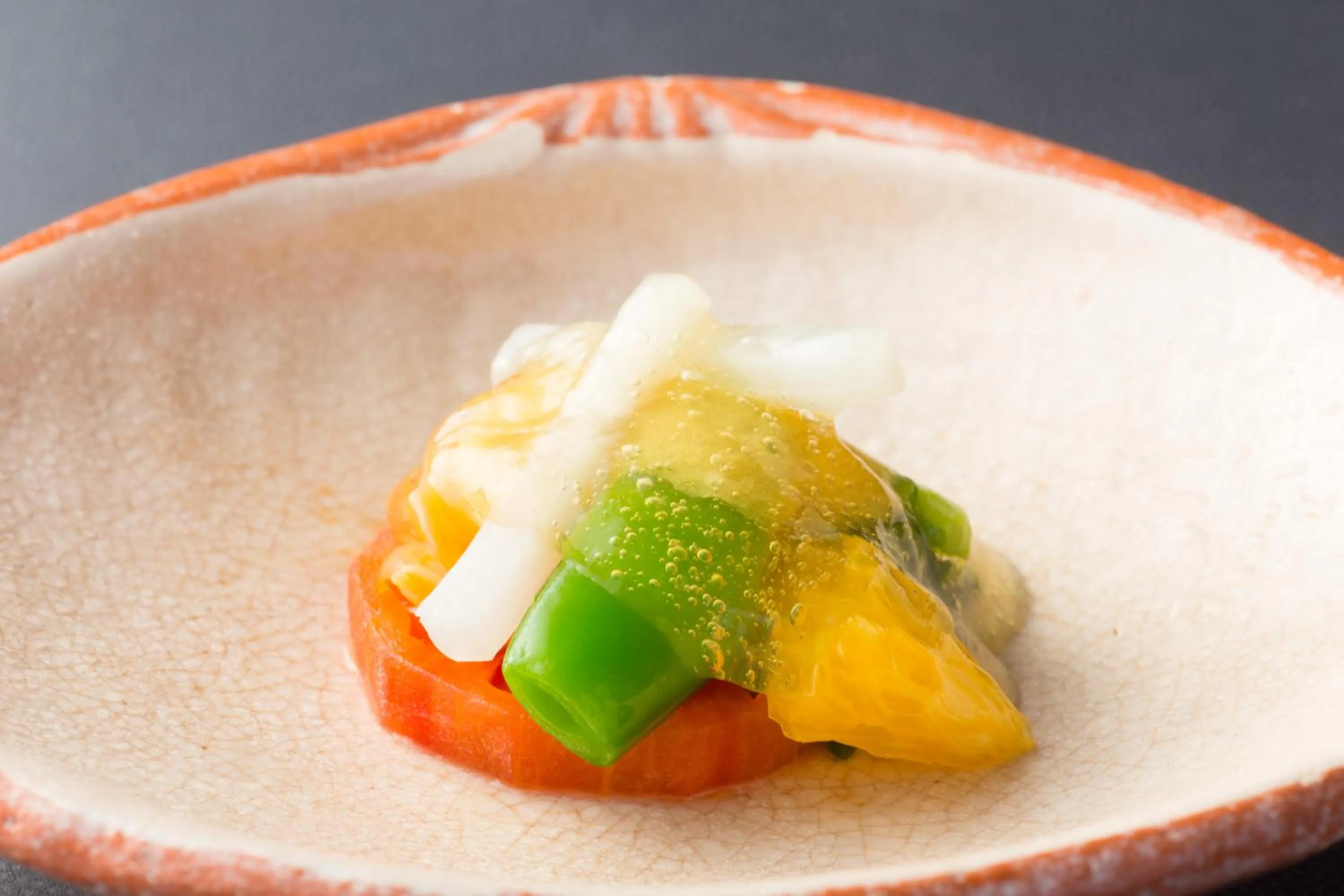 Food close-up in Yufuin Souan Kosumosu