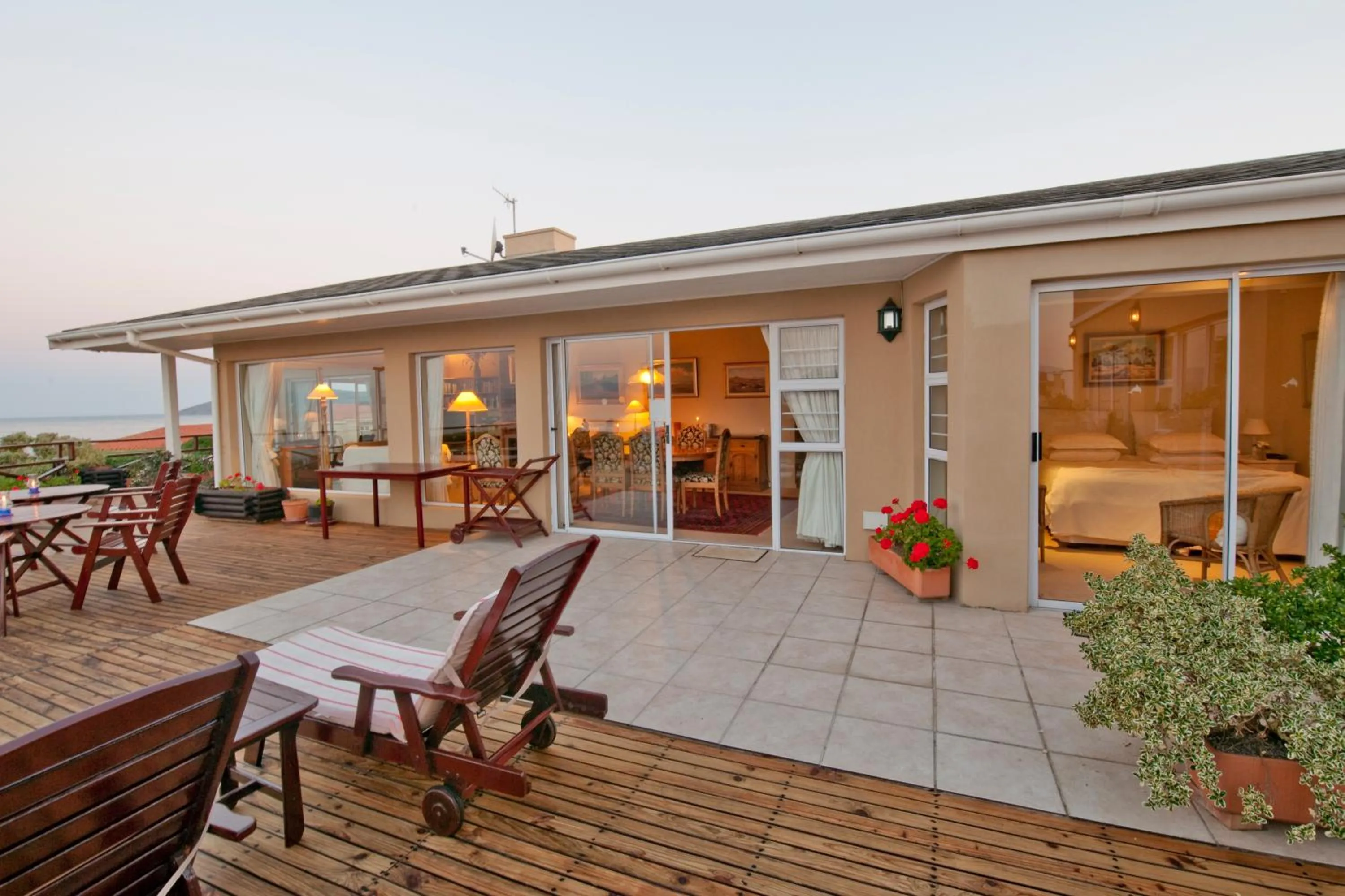 Patio in Dolphins' Playground Beachfront B&B