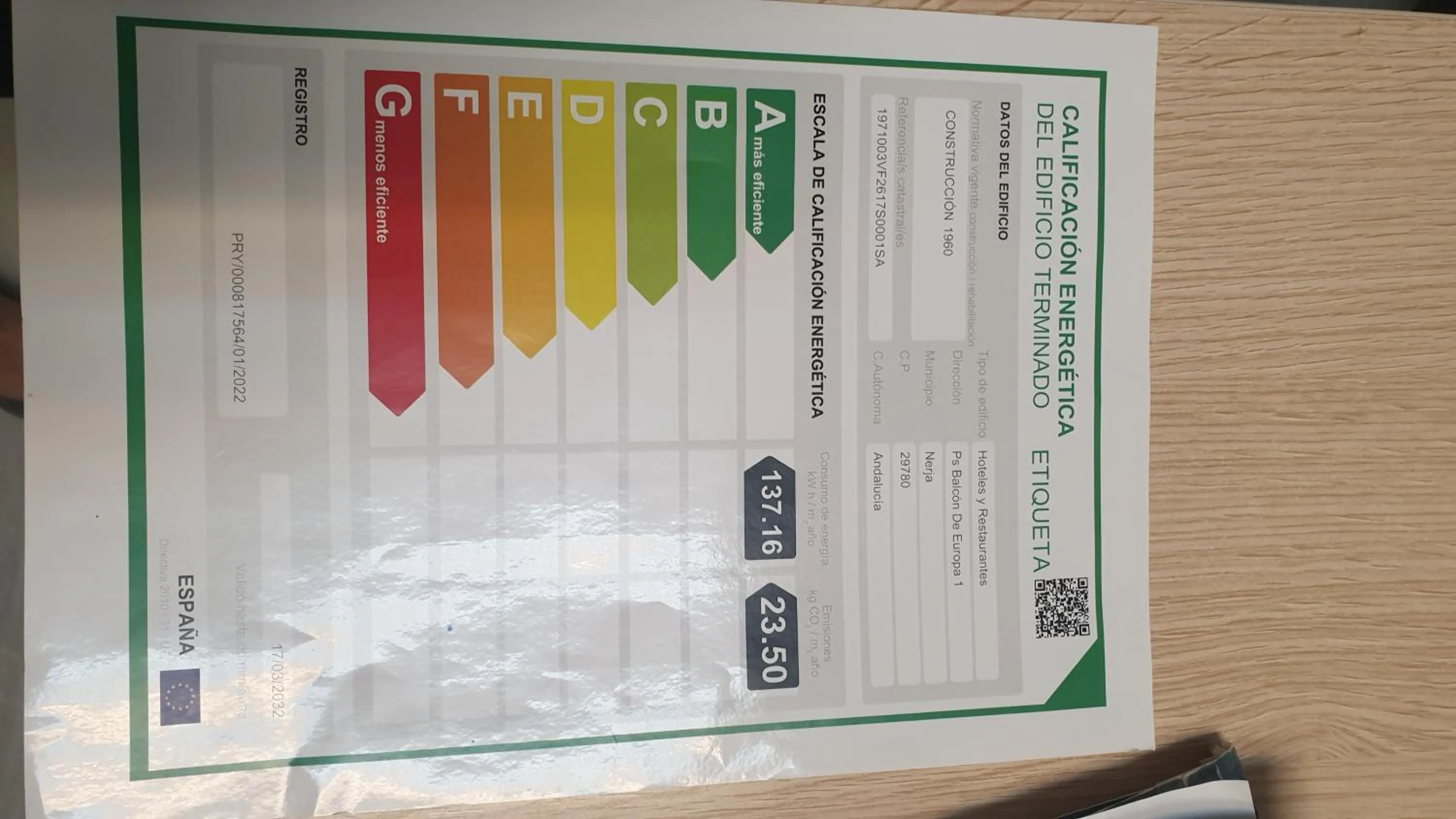 Logo/Certificate/Sign in Hotel Balcón de Europa