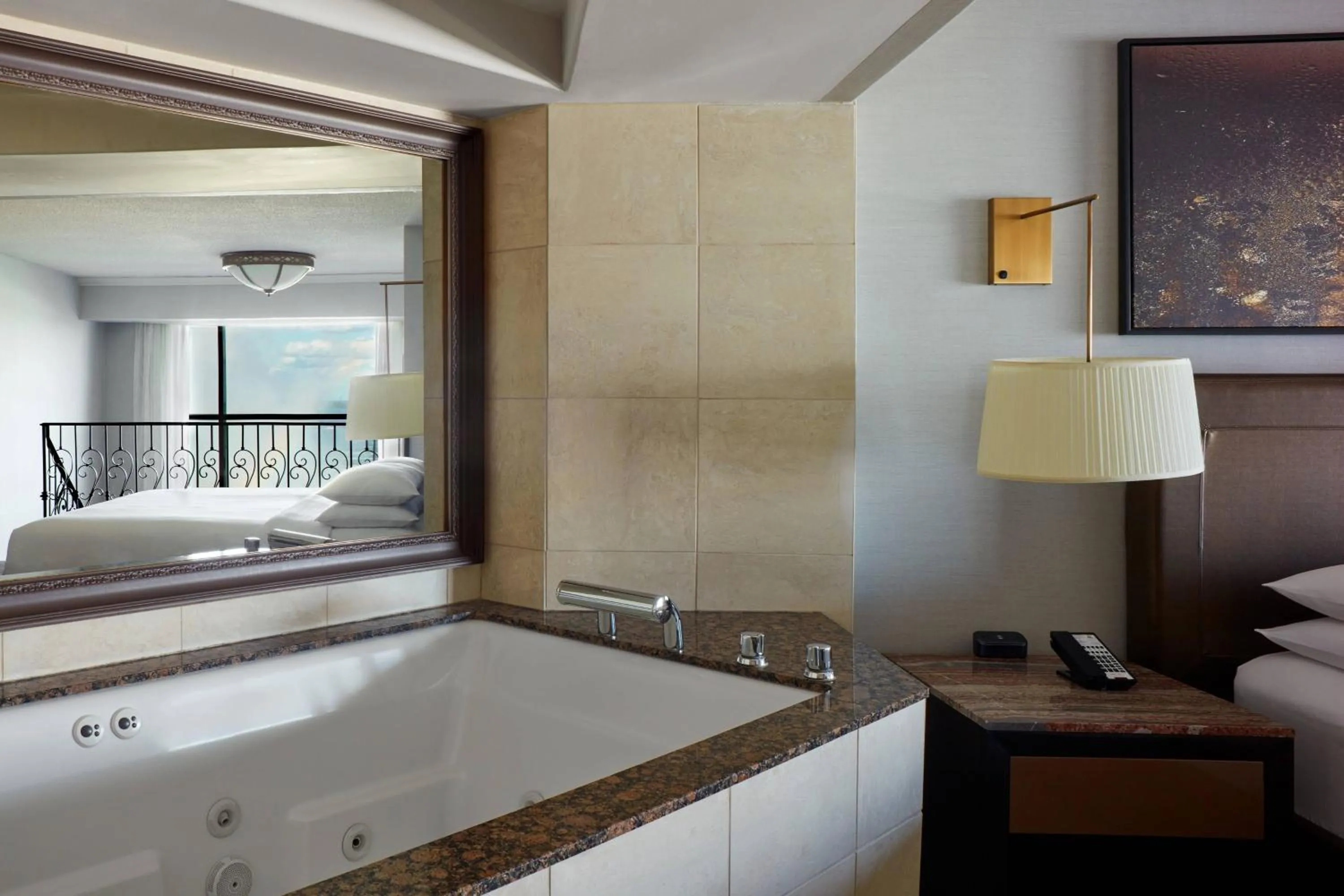 Bathroom, Bed in Niagara Falls Marriott Fallsview Hotel & Spa