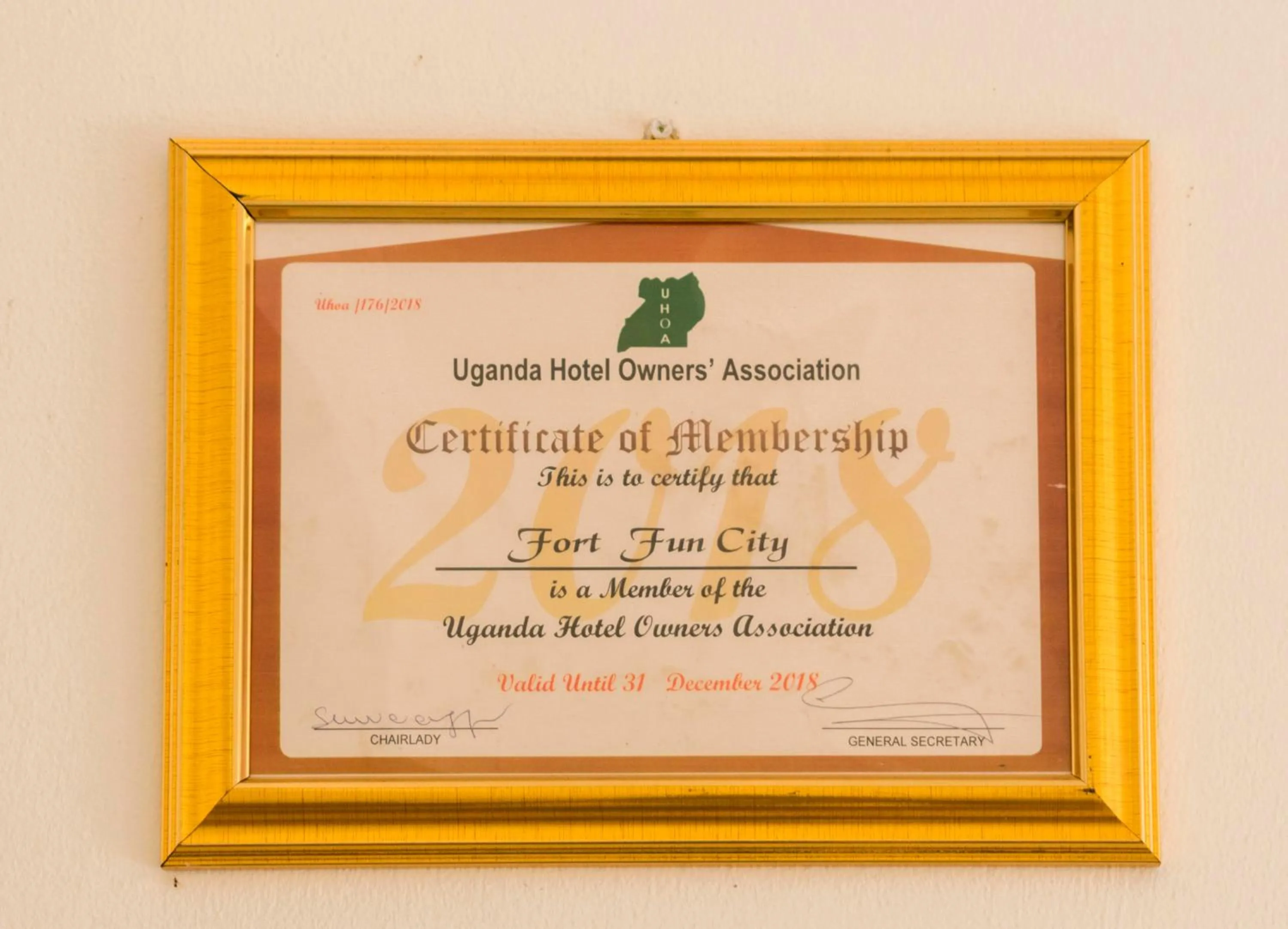 Logo/Certificate/Sign in Fort Fun City Hotel Fort Portal