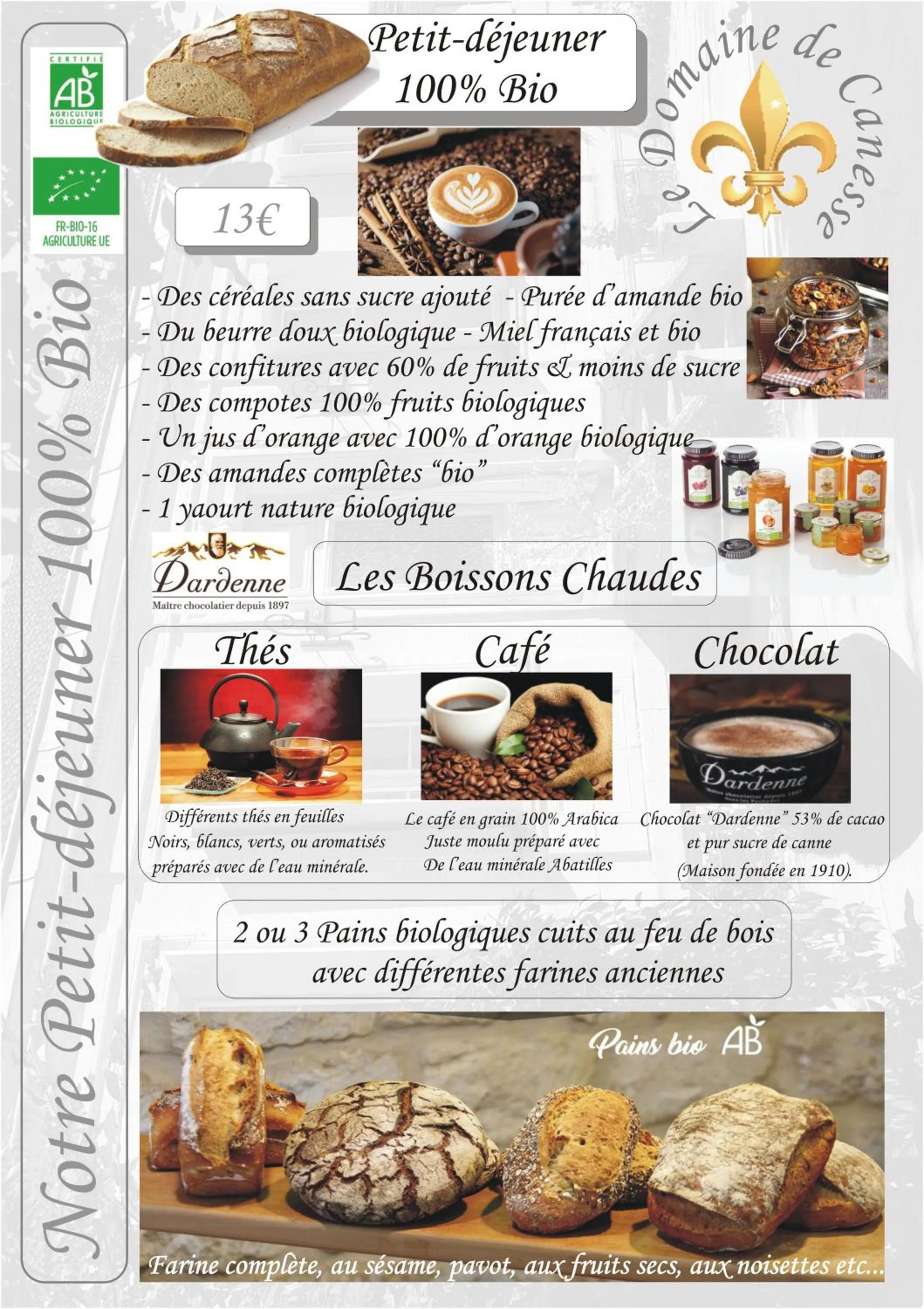 Continental breakfast in Le Domaine de Canesse