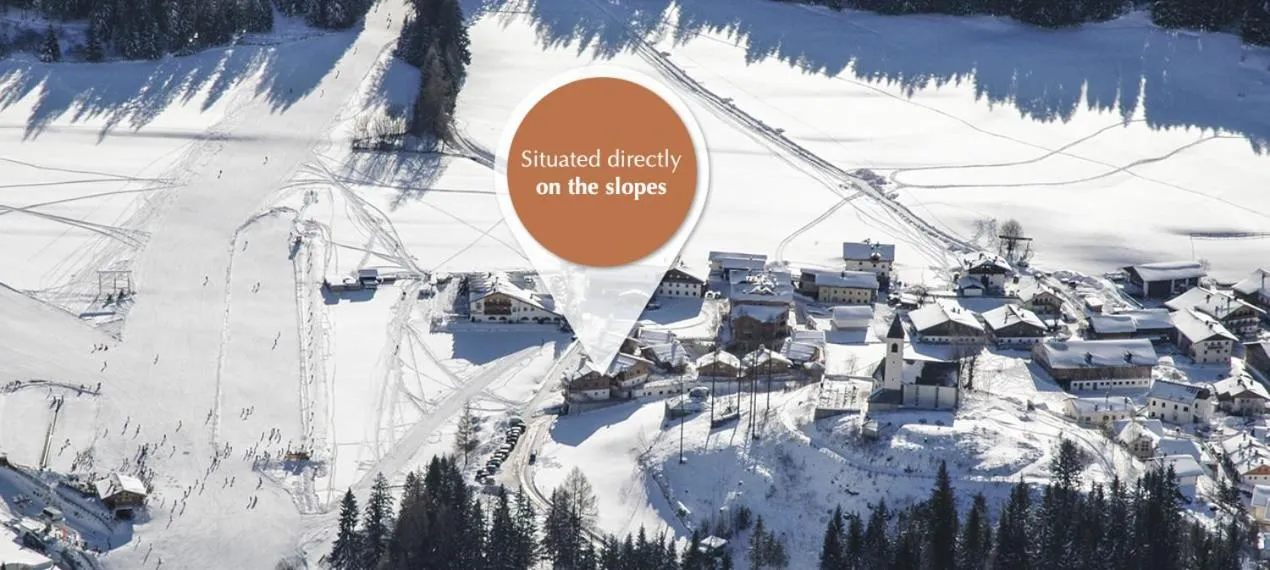 Bird's eye view in Post Alpina - Family Mountain Chalets