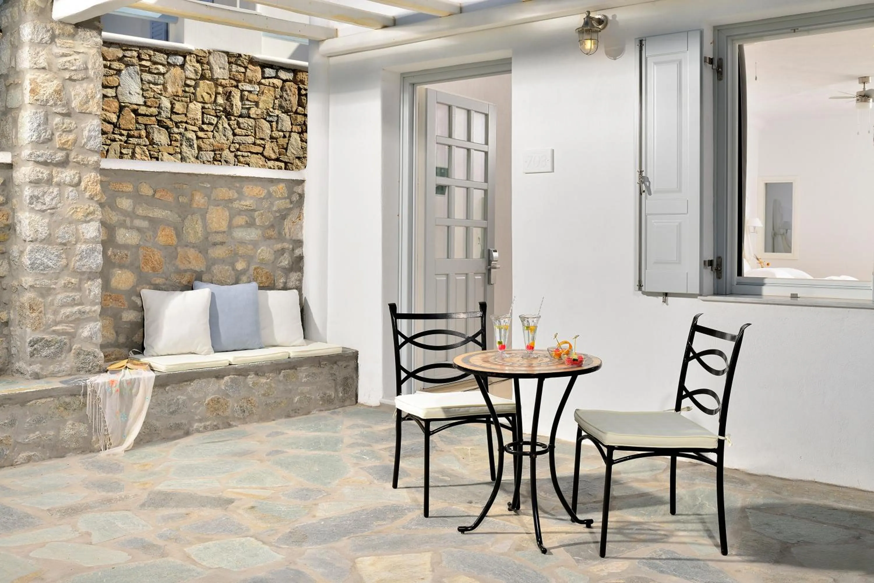 Seating area in Kamari Hotel