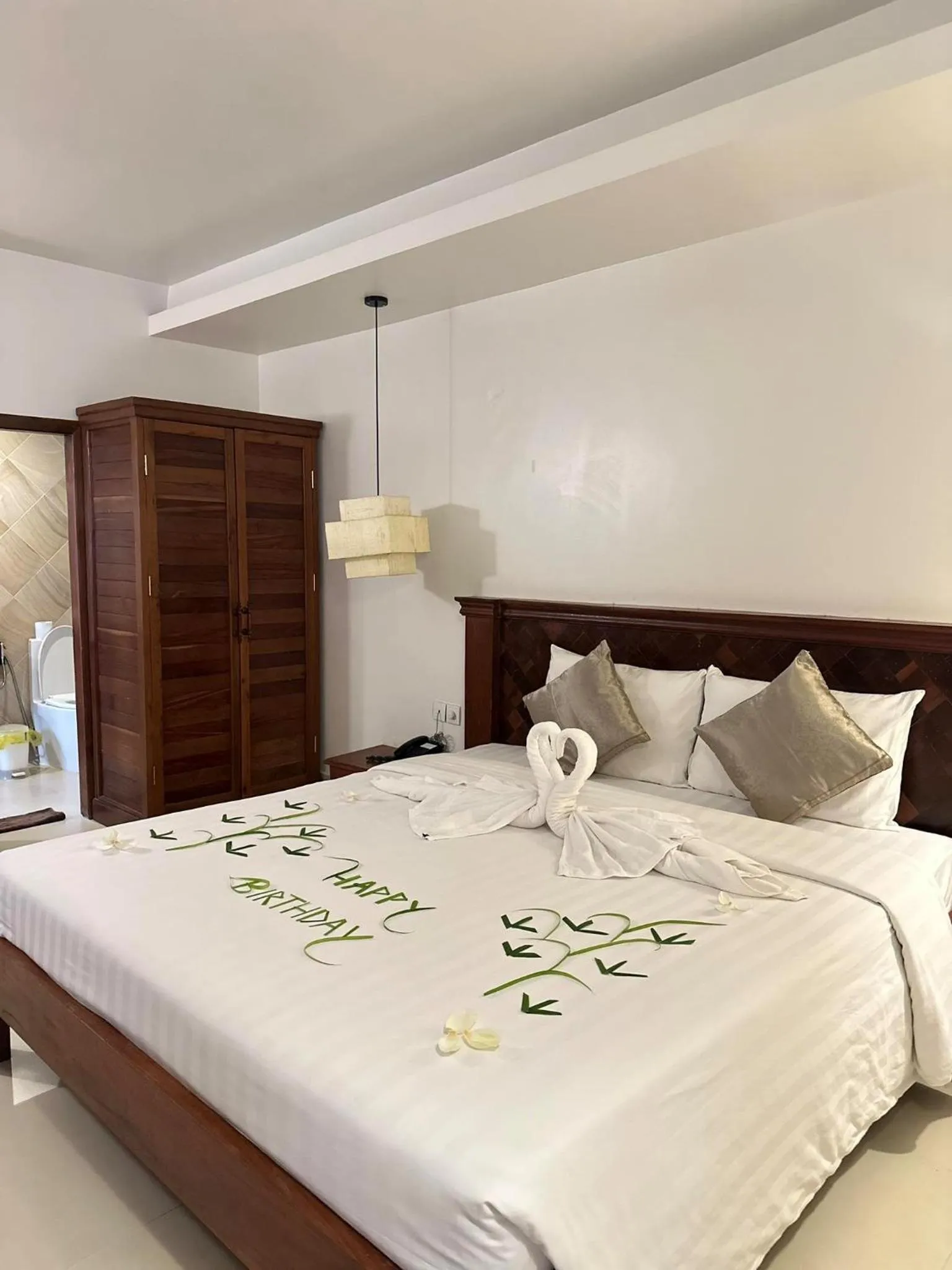 Bed in Holy Angkor Hotel