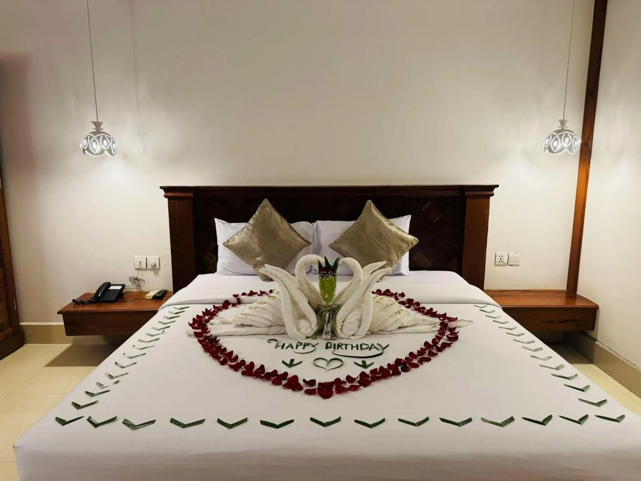 Bed in Holy Angkor Hotel