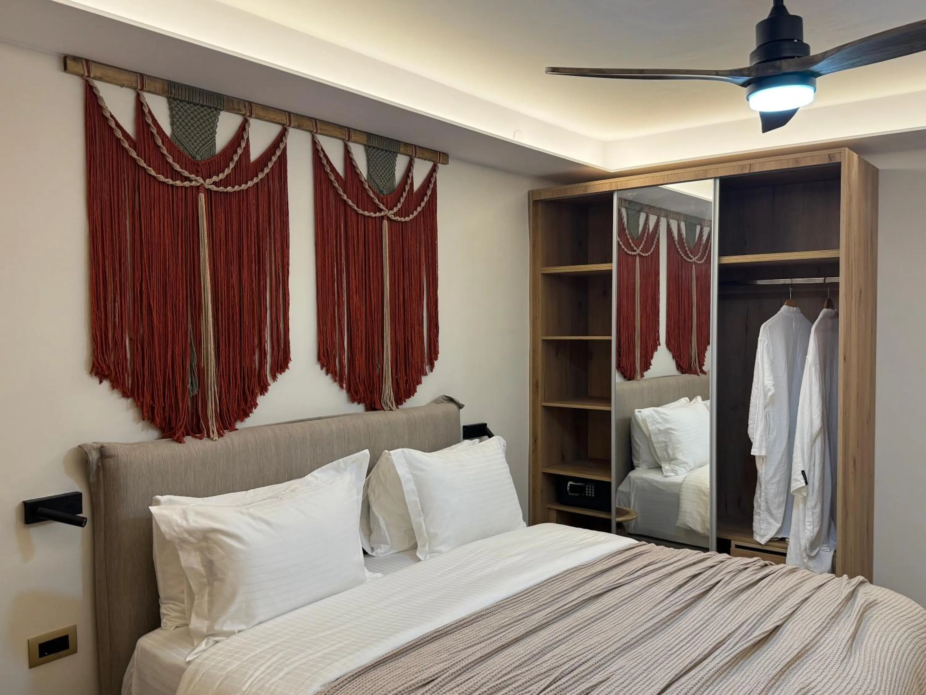 Bedroom, Bed in Τhe Noverian Antama Organic Beach Resort Chania