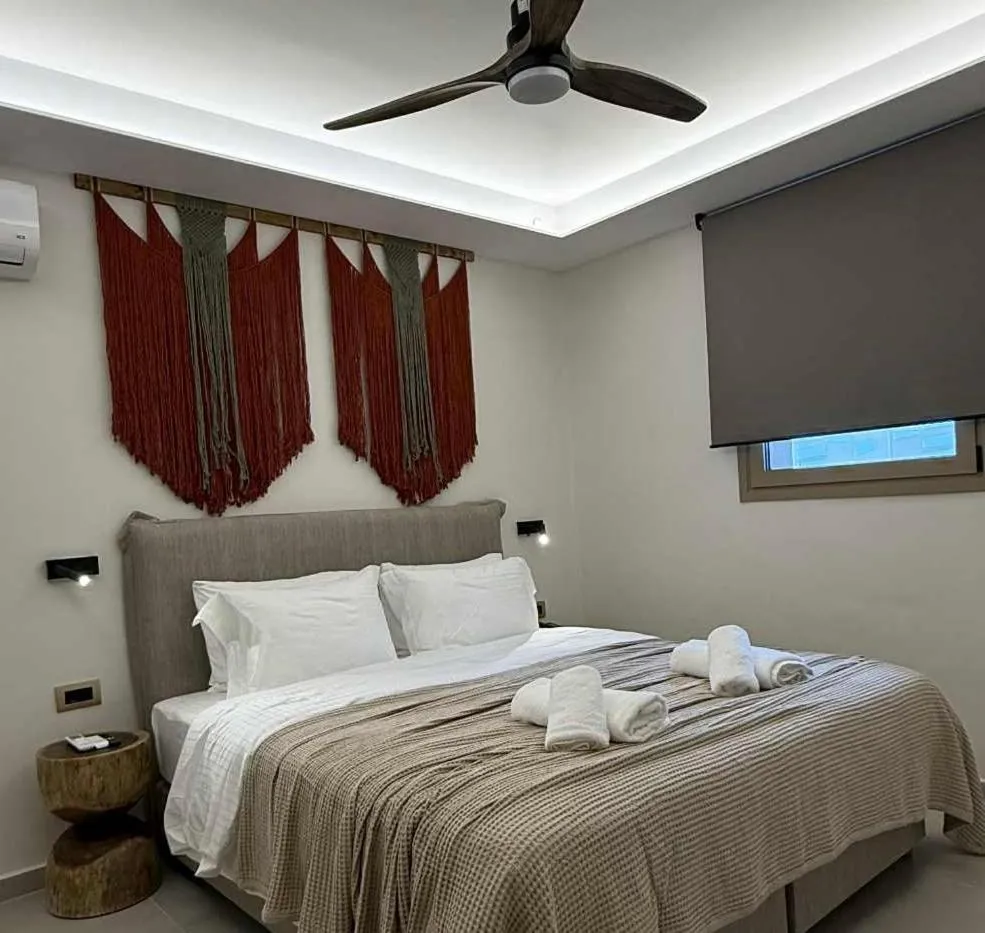 Bedroom, Bed in Τhe Noverian Antama Organic Beach Resort Chania