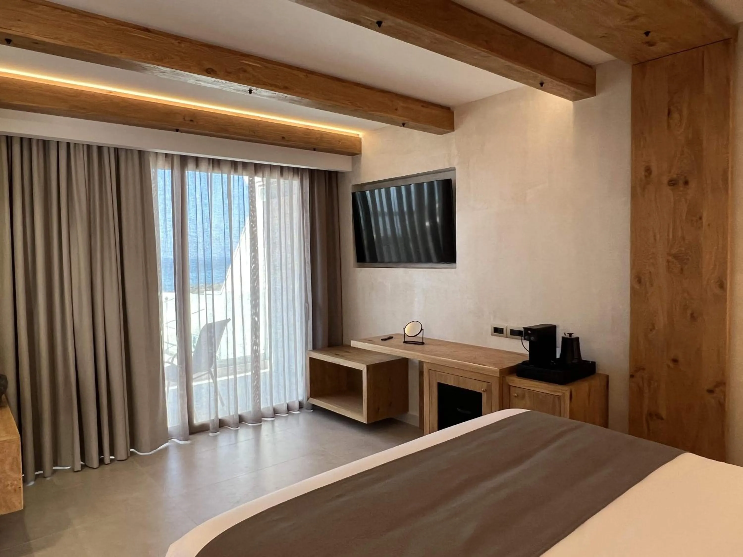 Bedroom, Bed in Τhe Noverian Antama Organic Beach Resort Chania