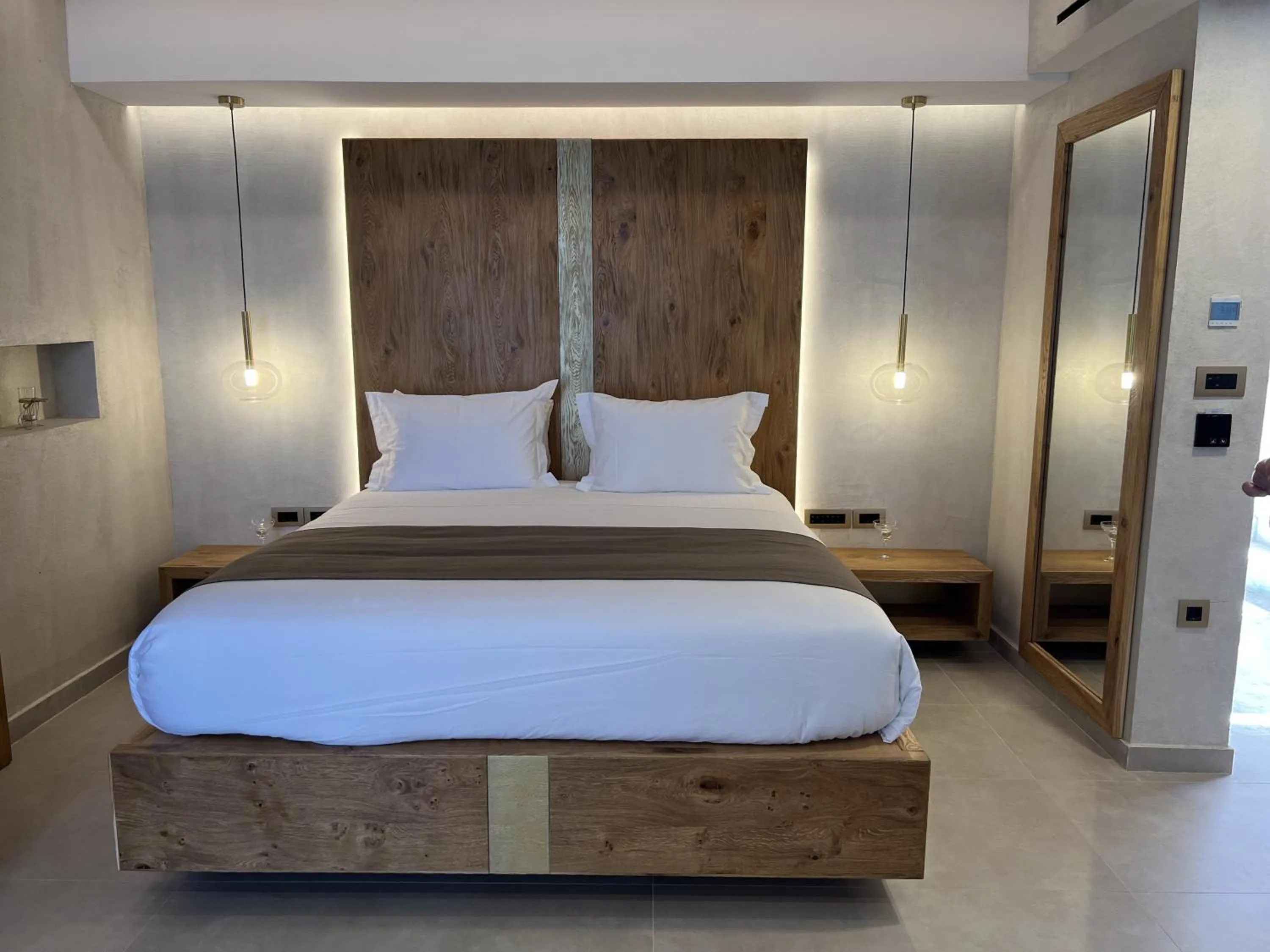 Bed in Τhe Noverian Antama Organic Beach Resort Chania