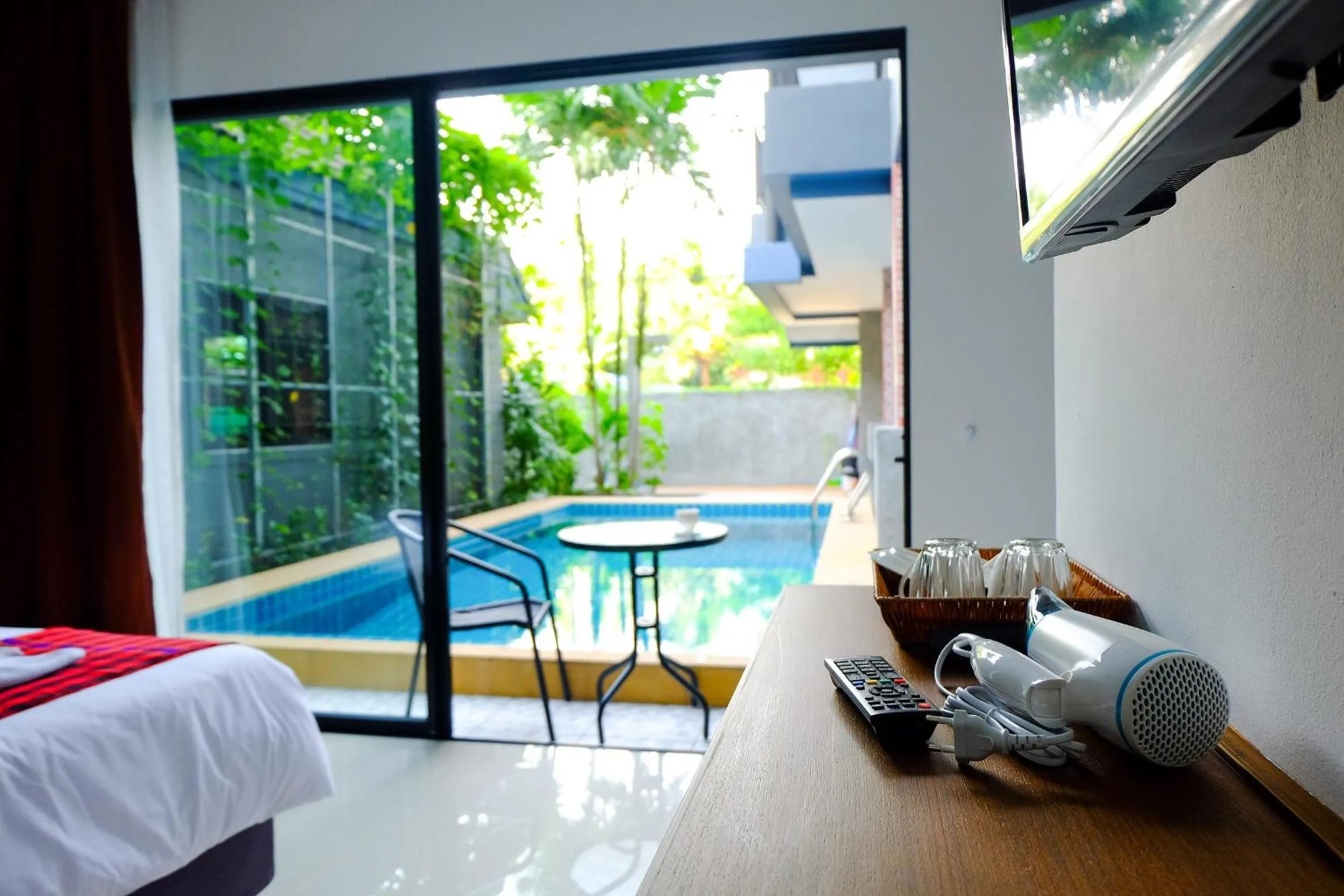 Pool view in The Umbrella House