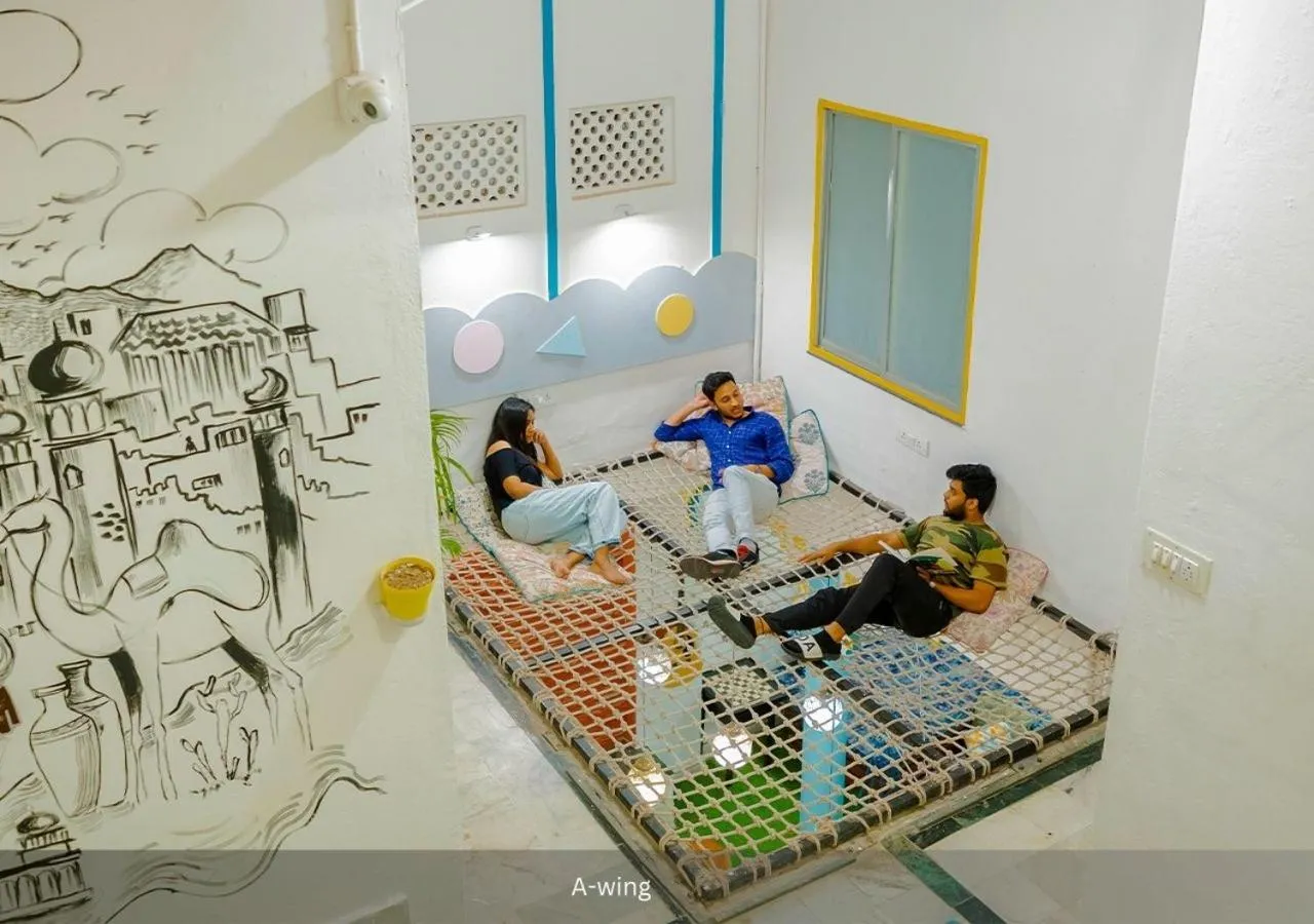 Seating area in Moustache Udaipur