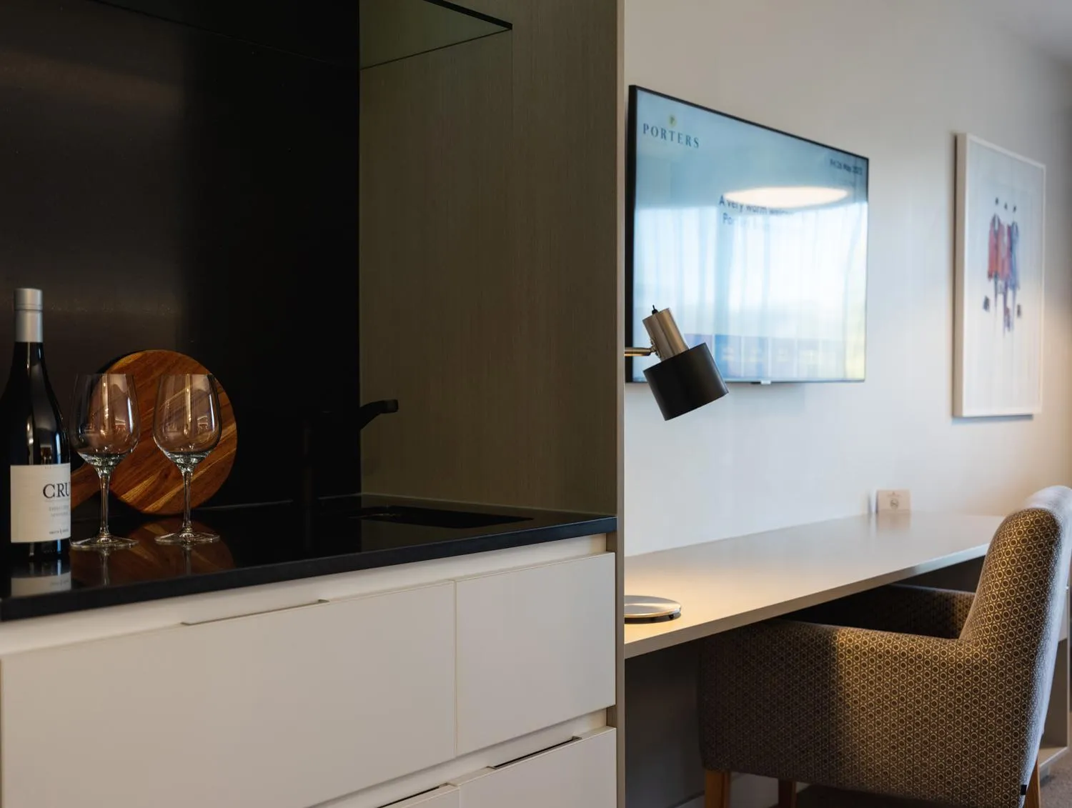 Bedroom in Porters Boutique Hotel