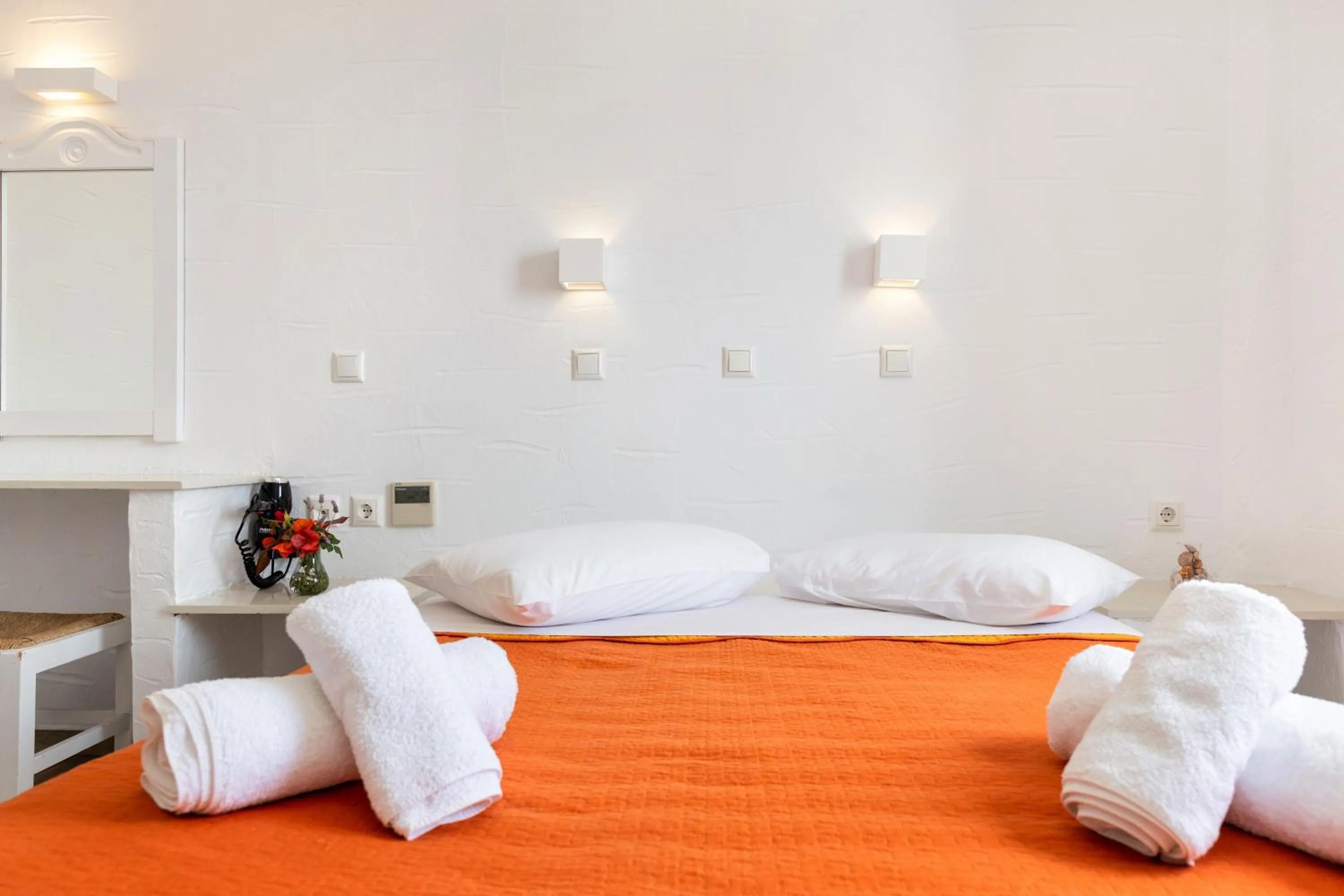 Bed in Stratos Apartments & Studios