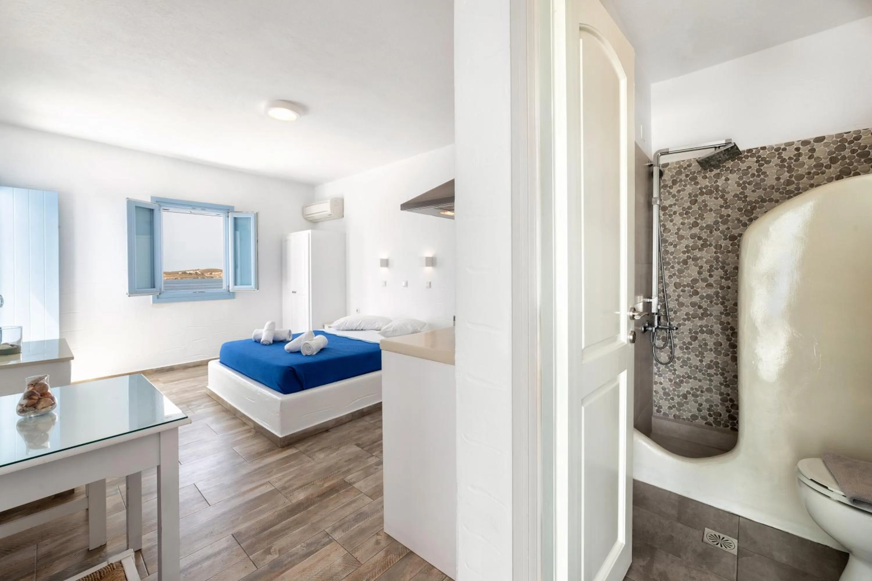 Bed in Stratos Apartments & Studios