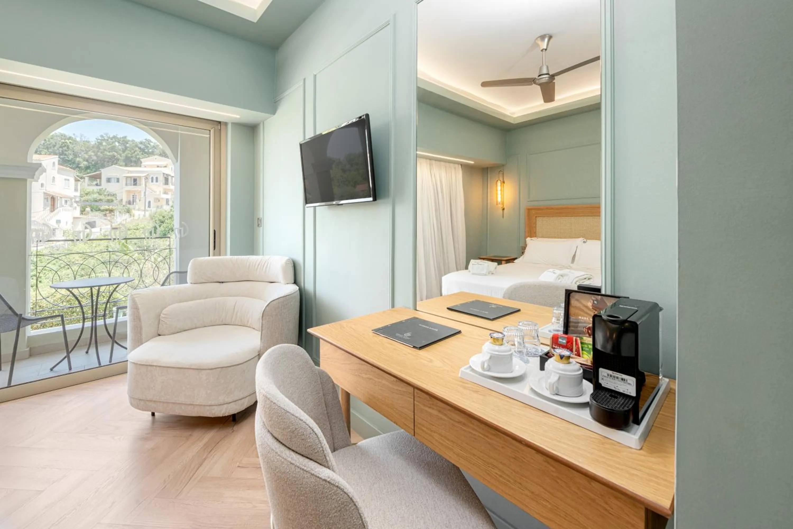 Coffee/tea facilities, Bed in Corfu Mare Boutique Hotel -Adults only