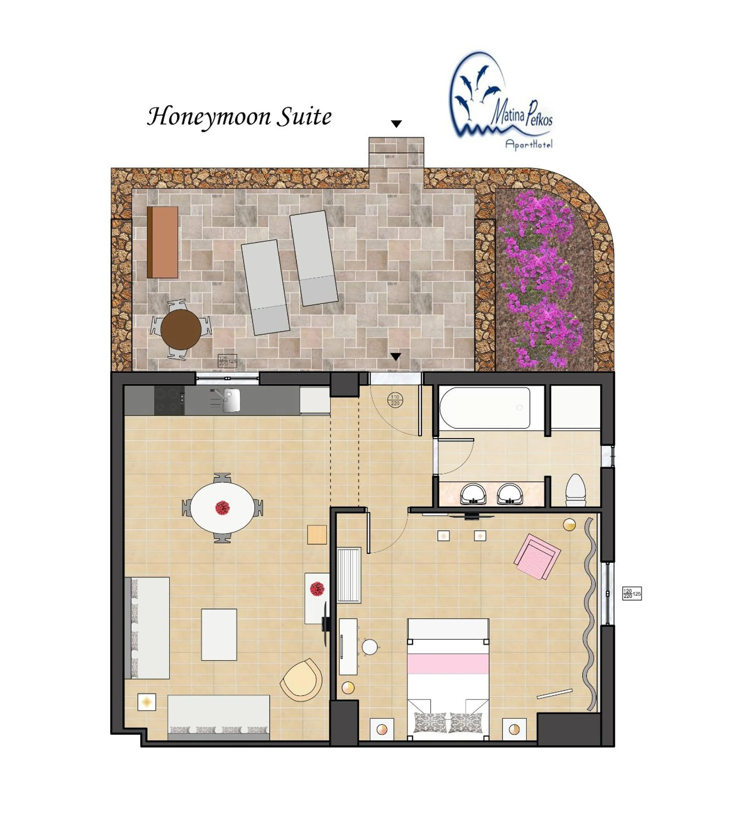 Floor plan in Matina Pefkos Aparthotel
