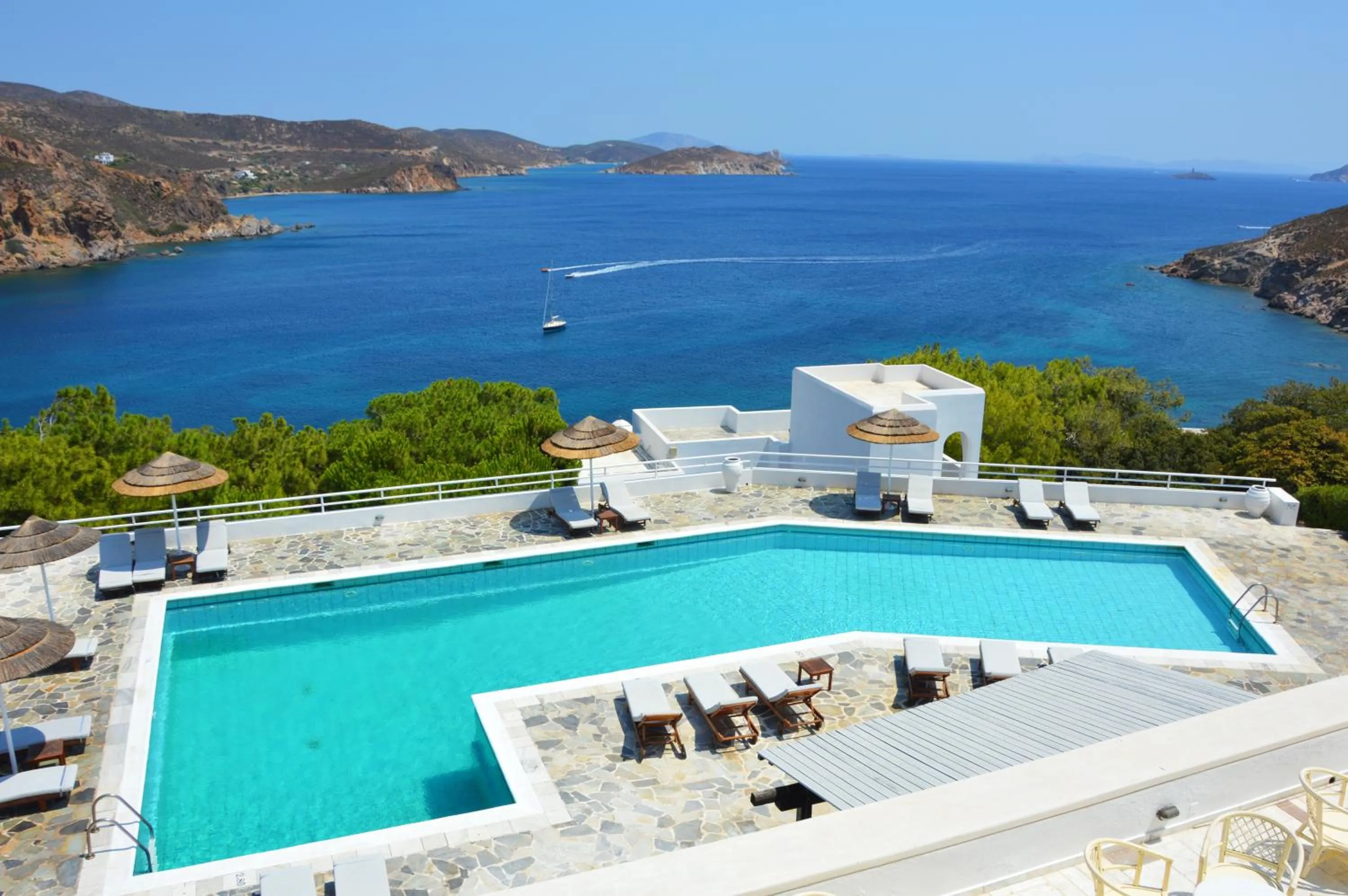 Pool view in Patmos Paradise Hotel