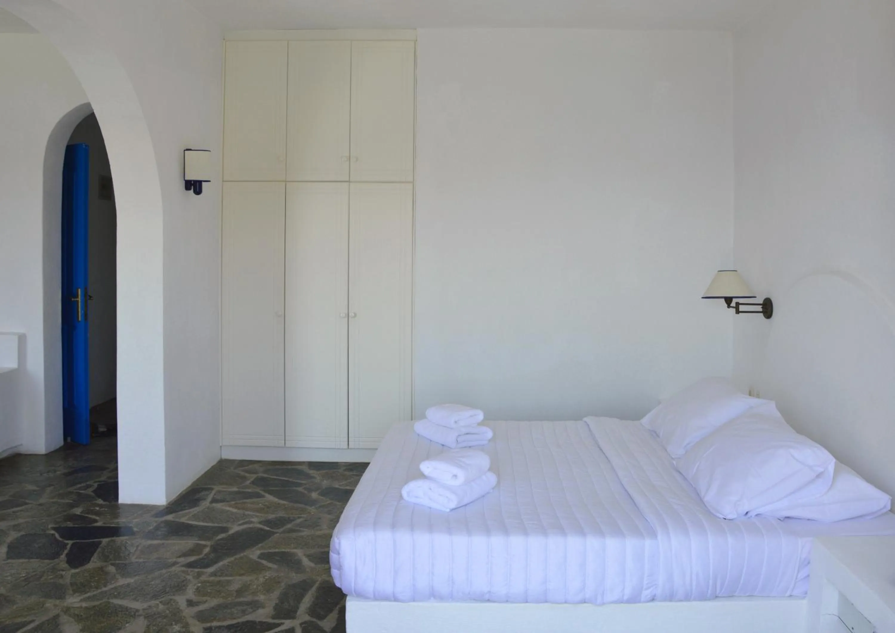 Bed in Patmos Paradise Hotel