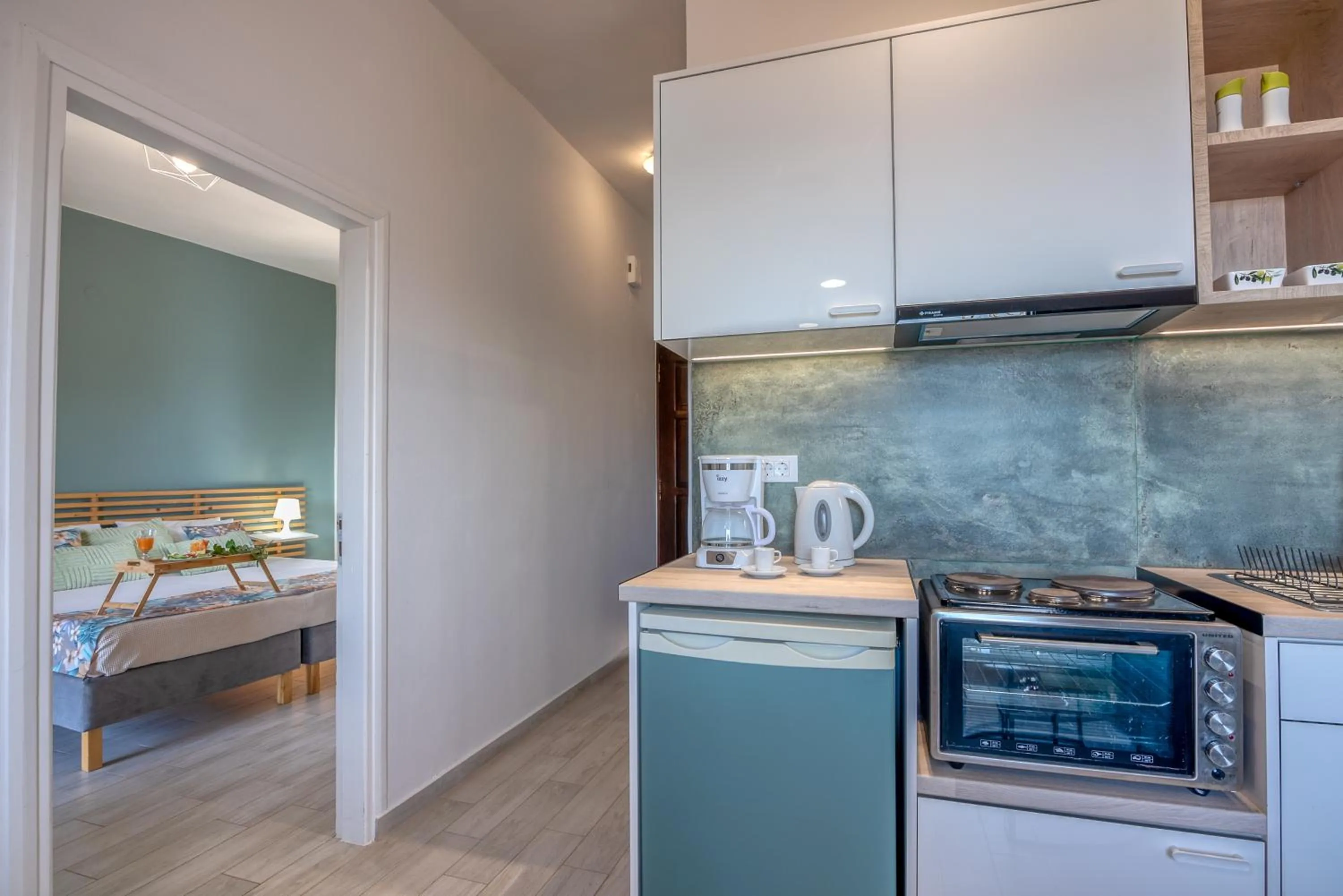 Kitchen or kitchenette, Bed in Georgia Vicky Studios & Apartments