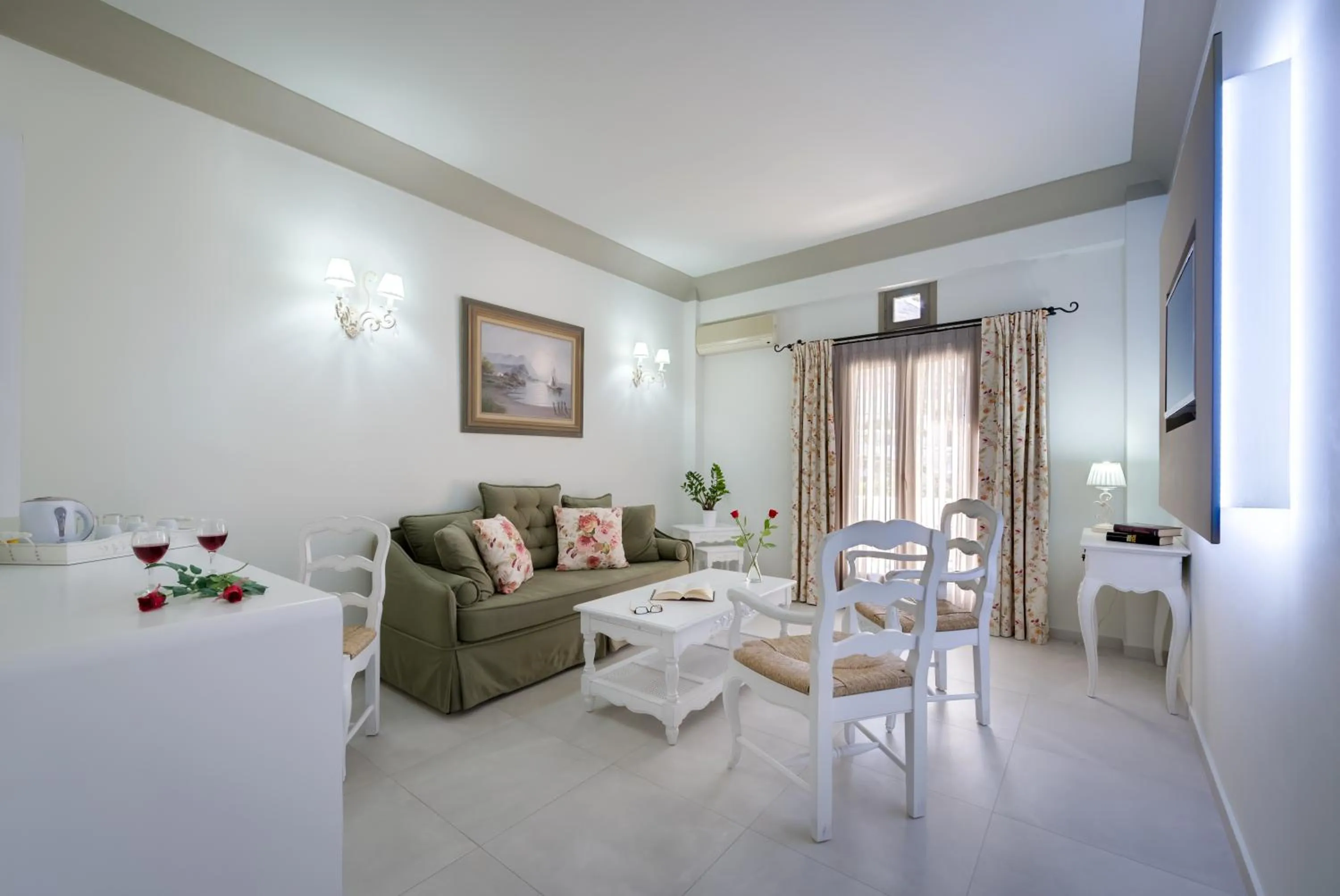 Seating area in Zephyros Hotel