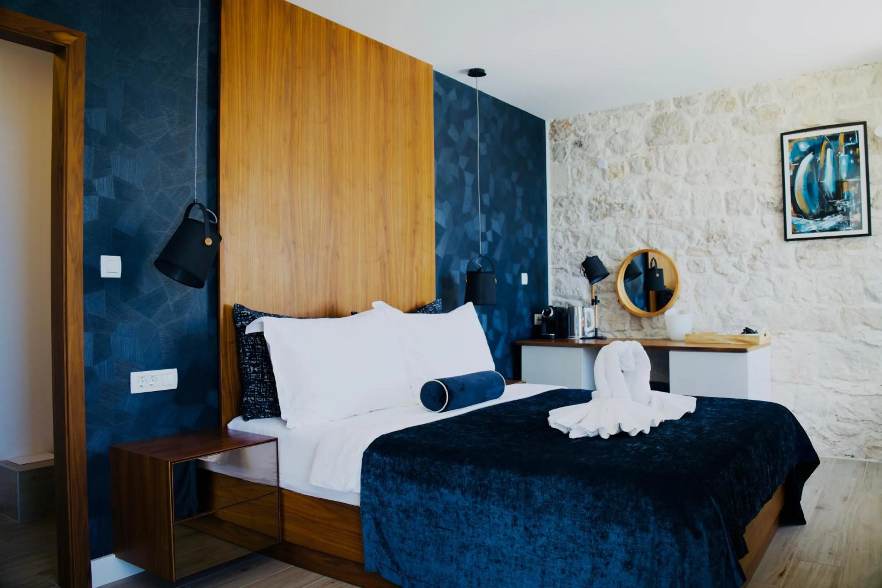 Bed in Hvar Riva Rooms
