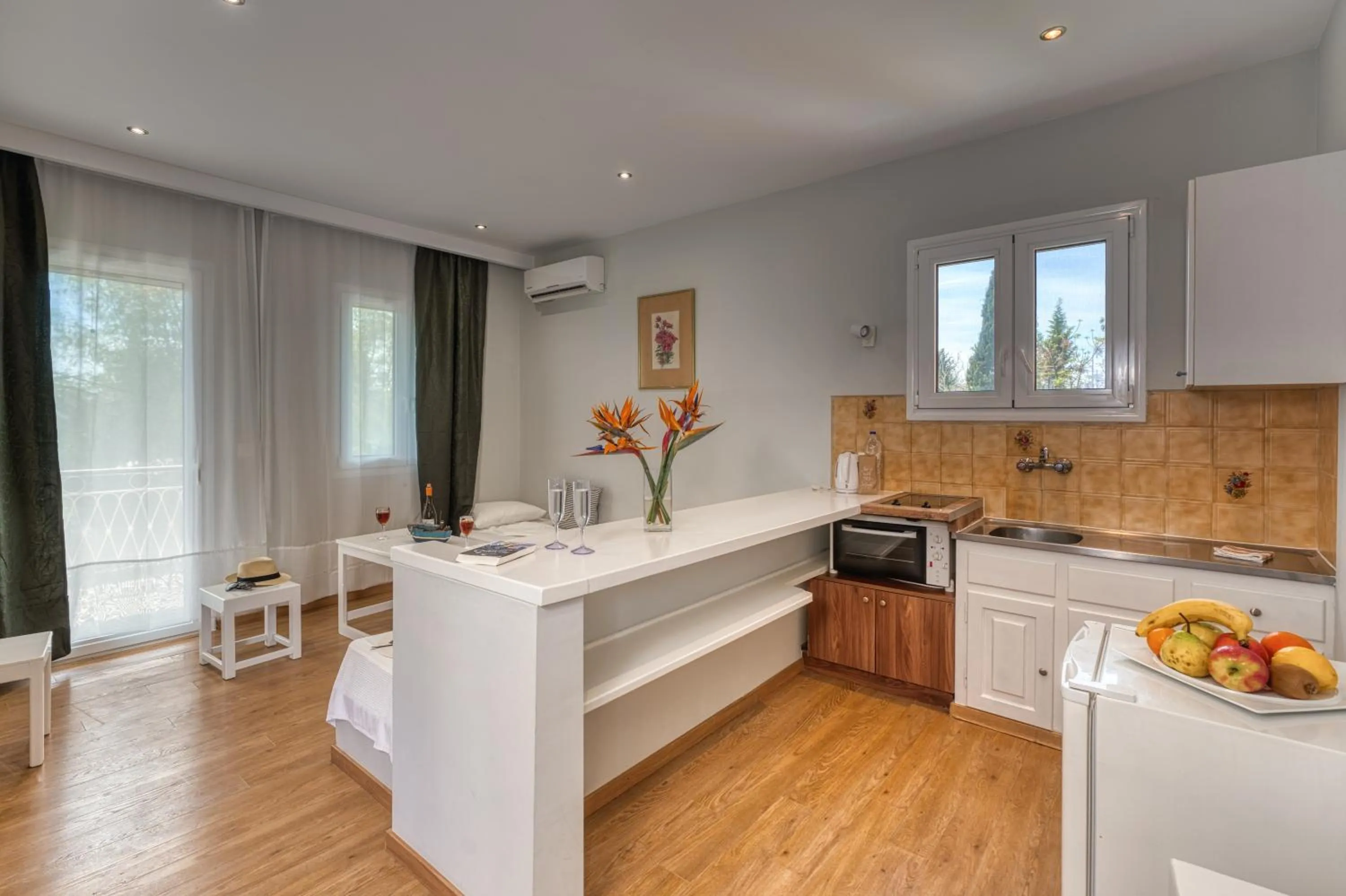Kitchen or kitchenette in Folies Corfu Town Hotel Apartments