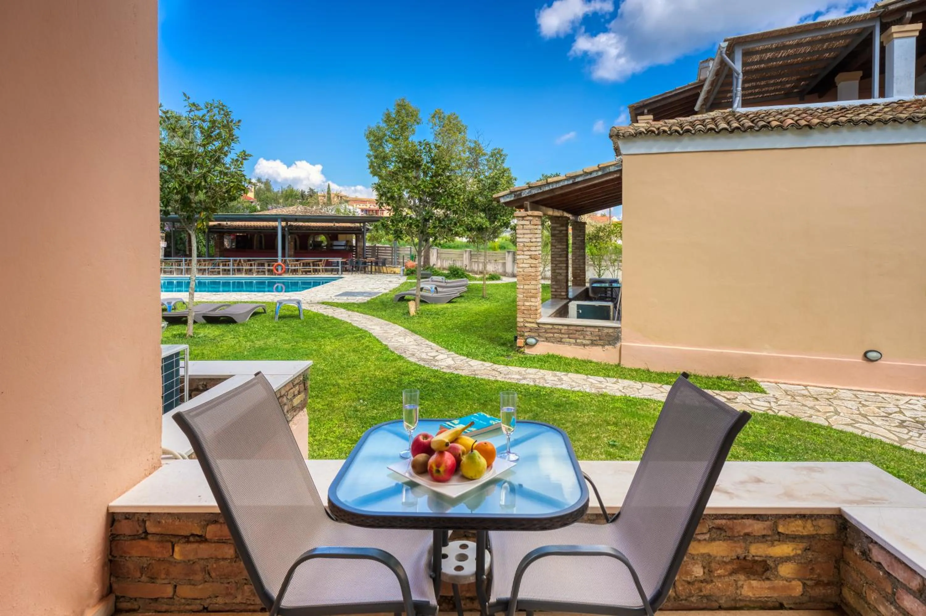 Pool view in Folies Corfu Town Hotel Apartments