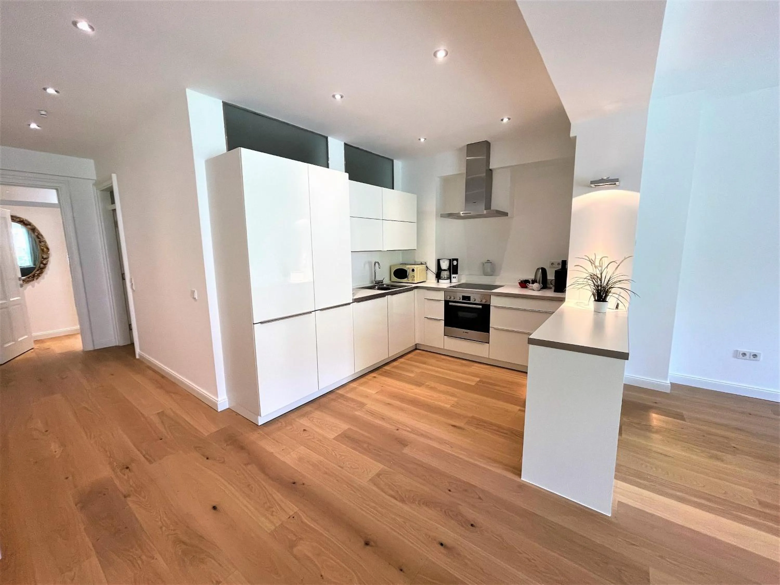 Kitchen or kitchenette in Deluxe Apartments Christina 120 m² im Design Hotel Vosteen