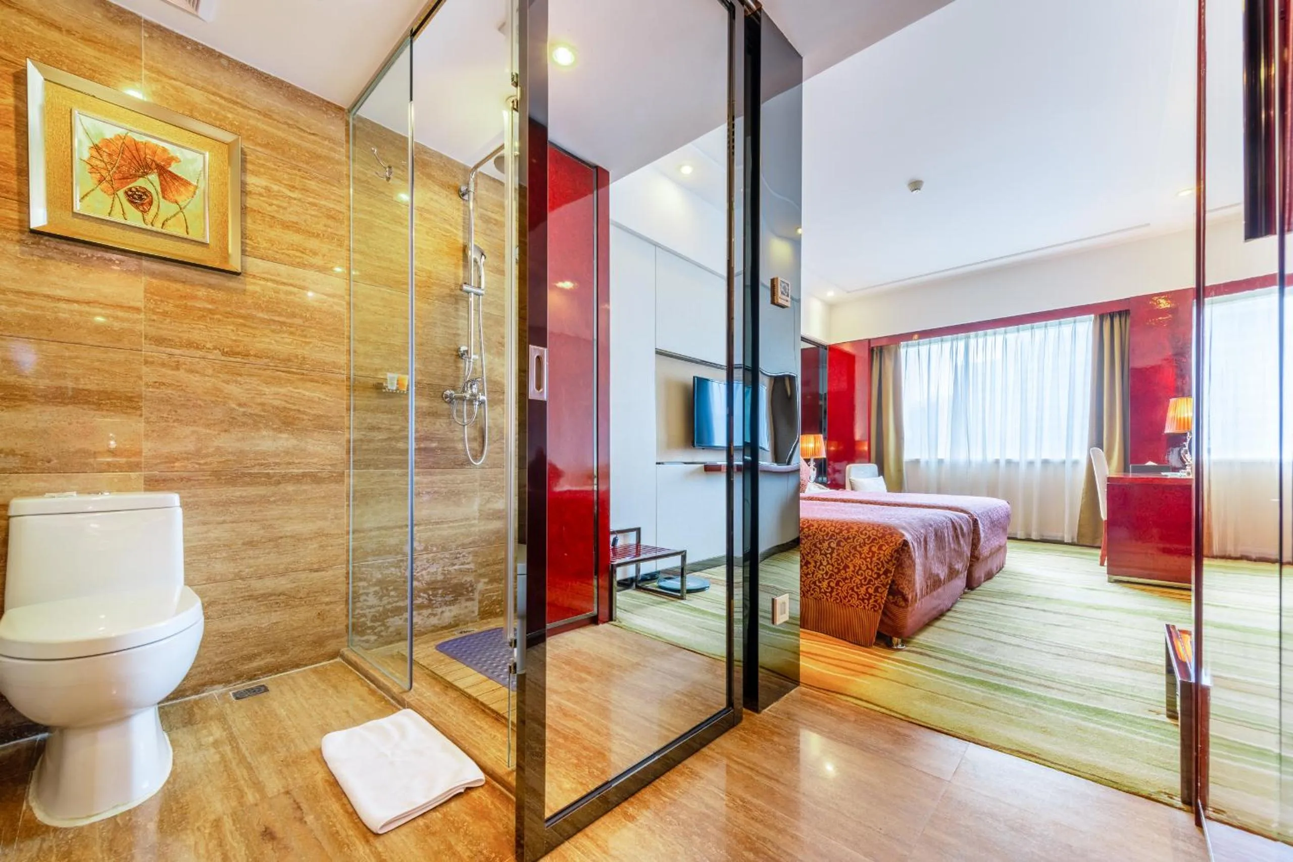 Toilet, Bed in Yanling Hotel