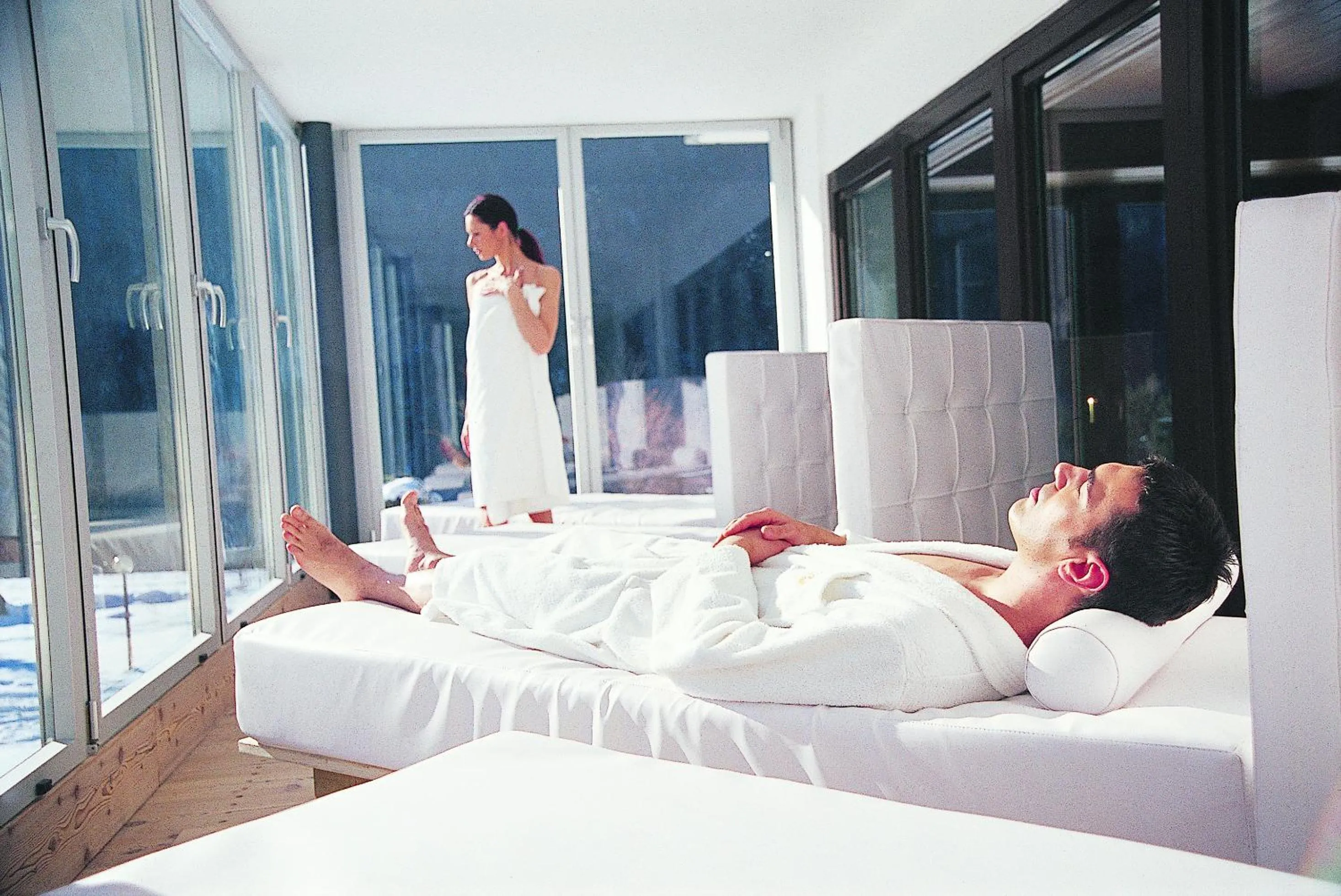 Sauna, Bed in Romantik Hotel Post