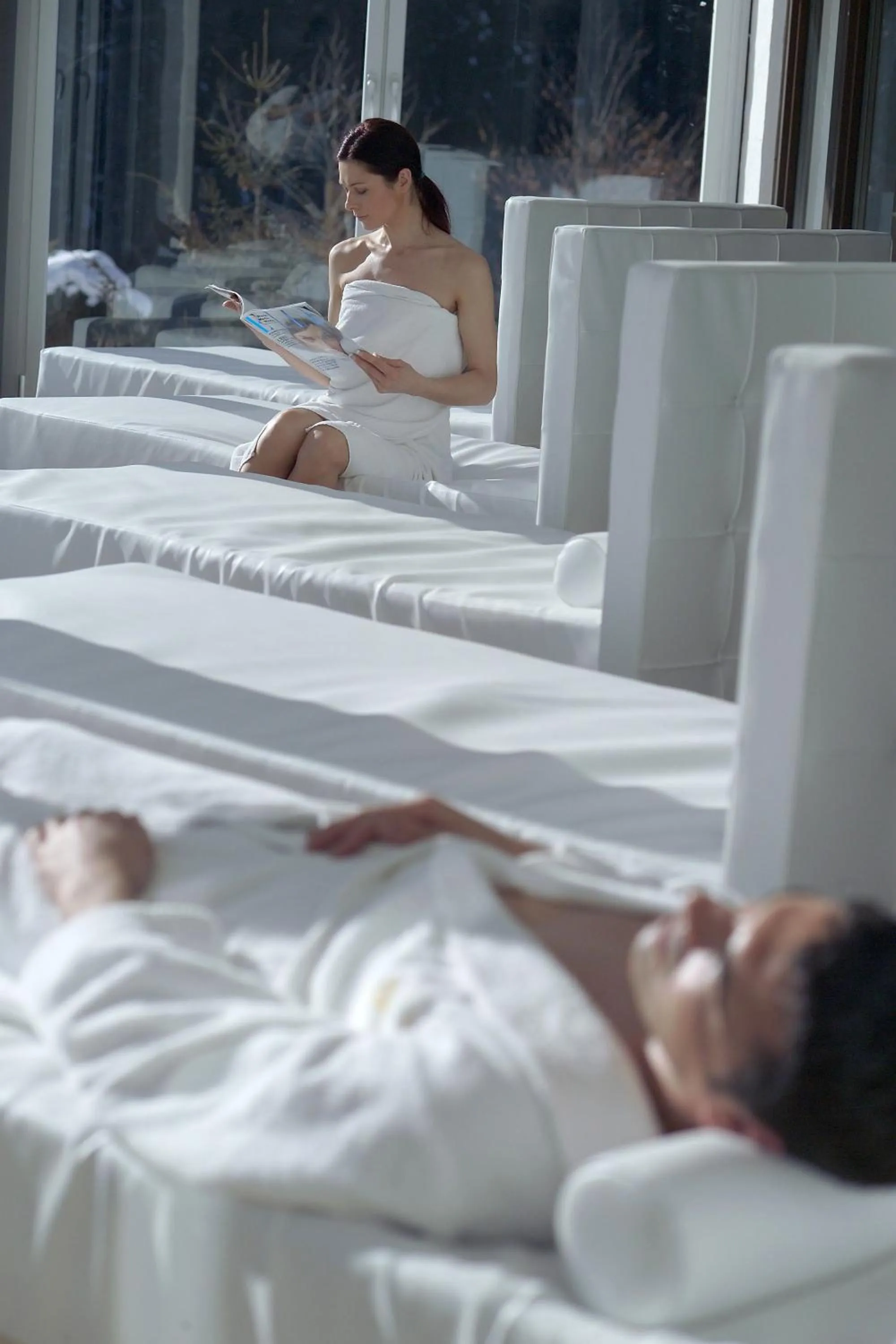 Sauna, Bed in Romantik Hotel Post