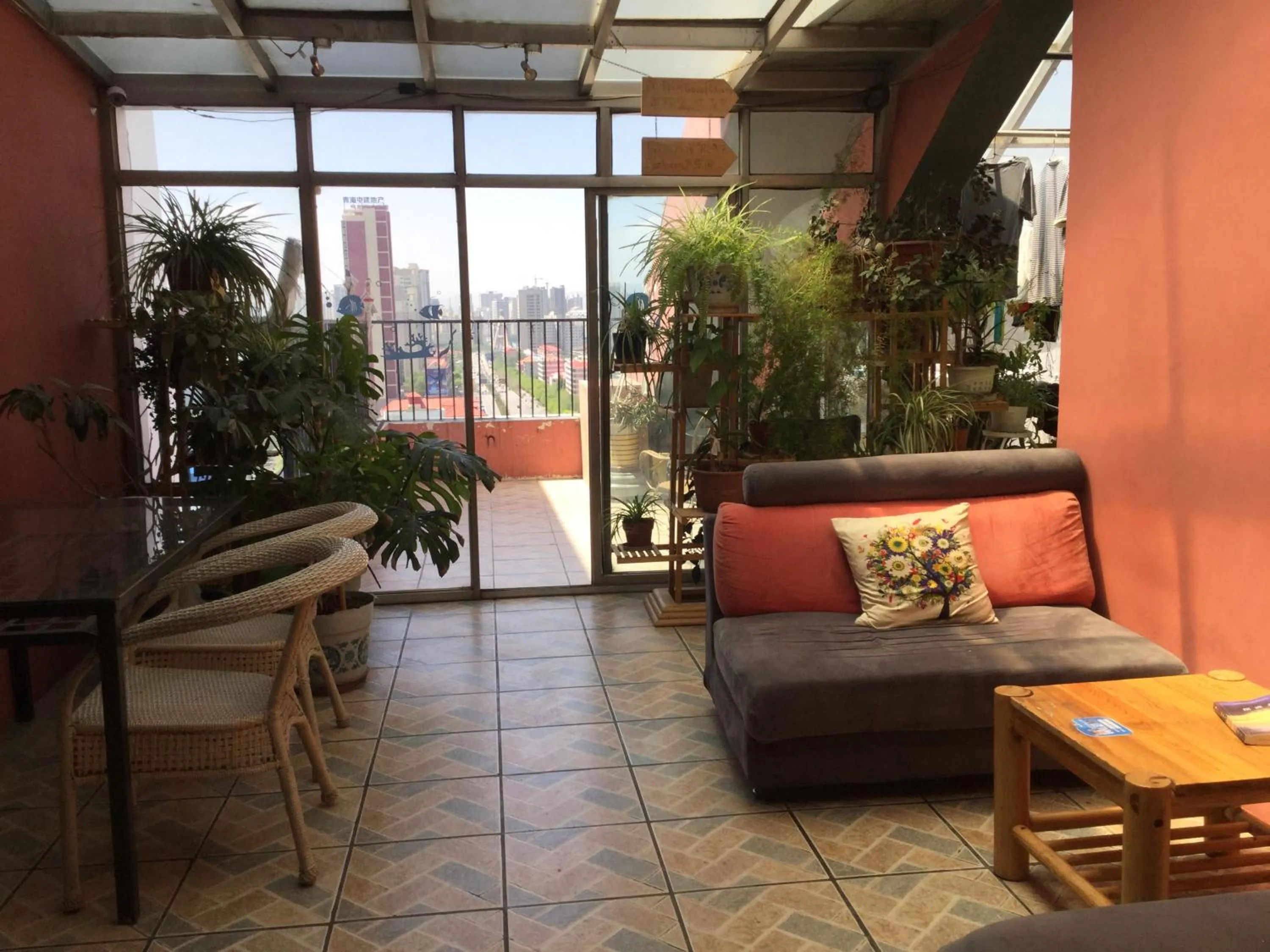 Seating area in LETE Hostel