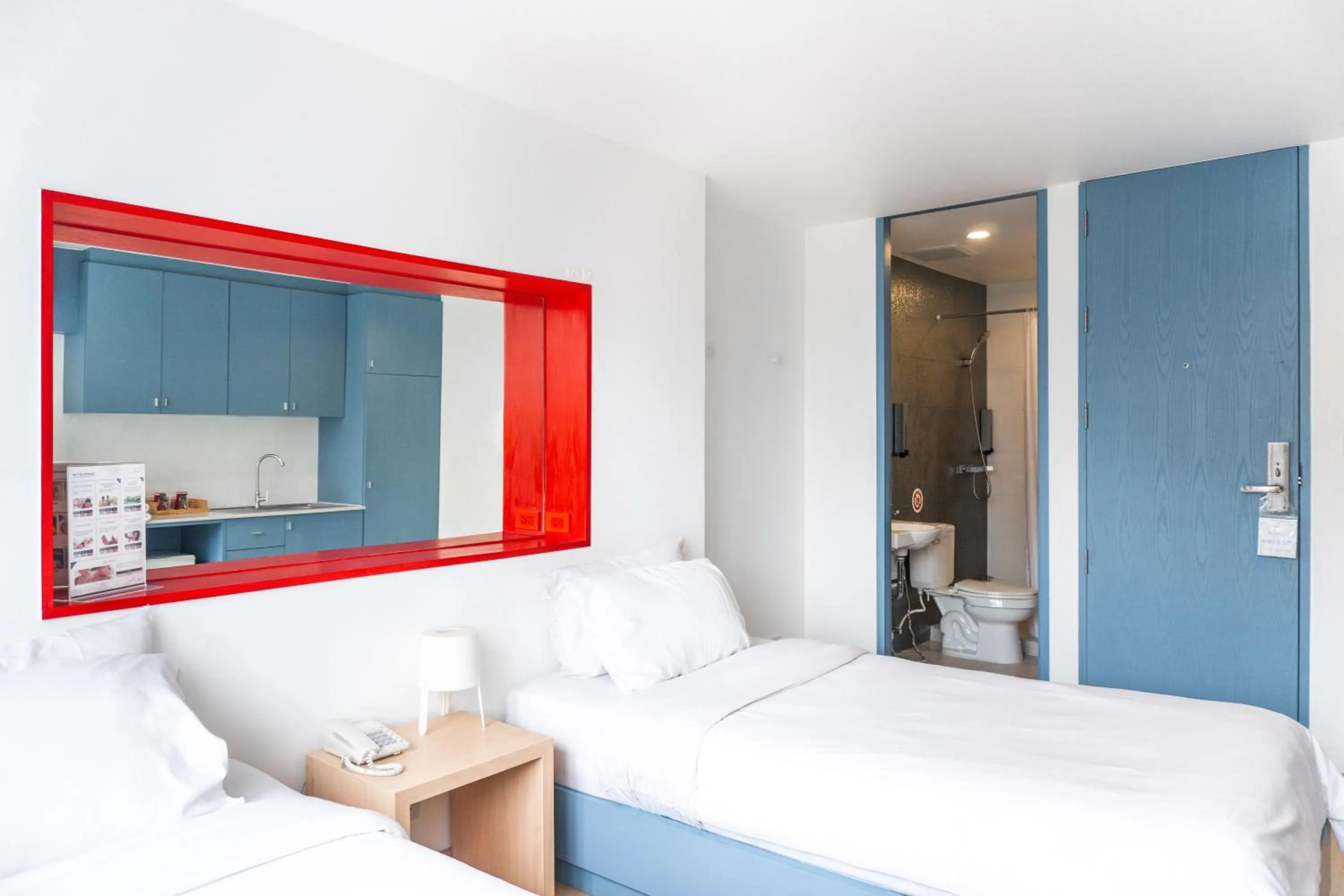 Bathroom, Bed in 128 room and massage