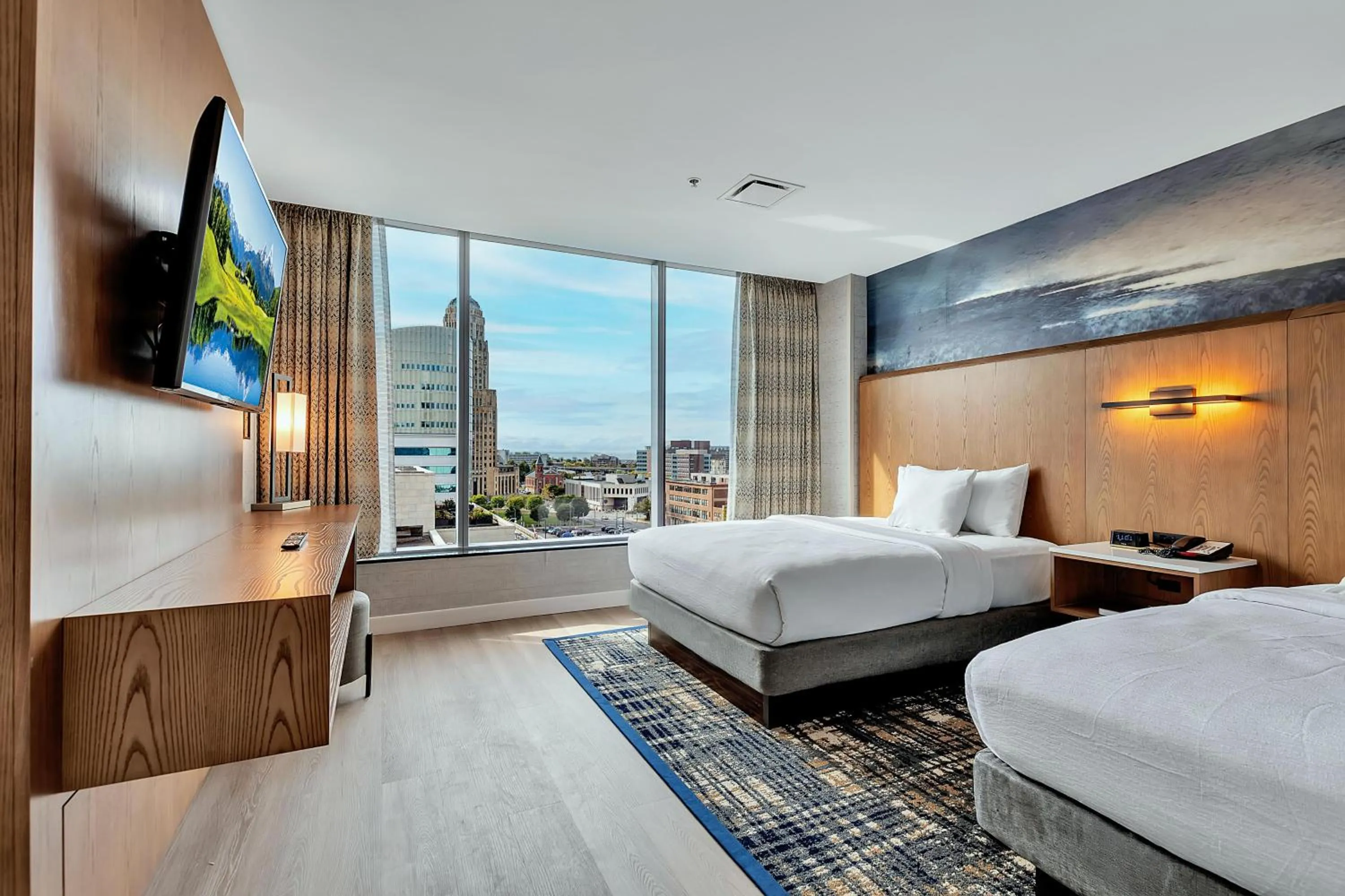 Bed in Embassy Suites Buffalo