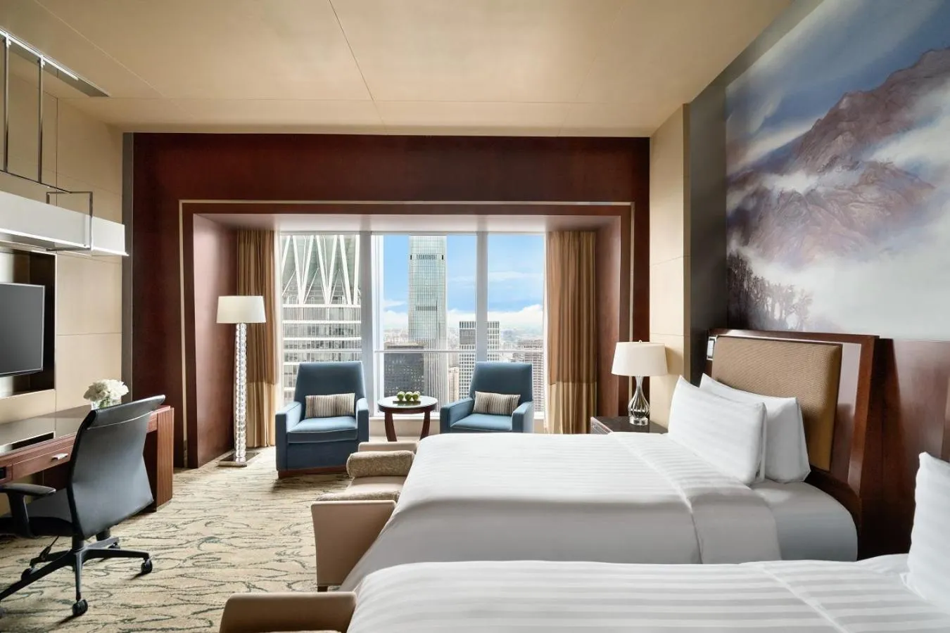 Living room, Bed in China World Summit Wing, Beijing