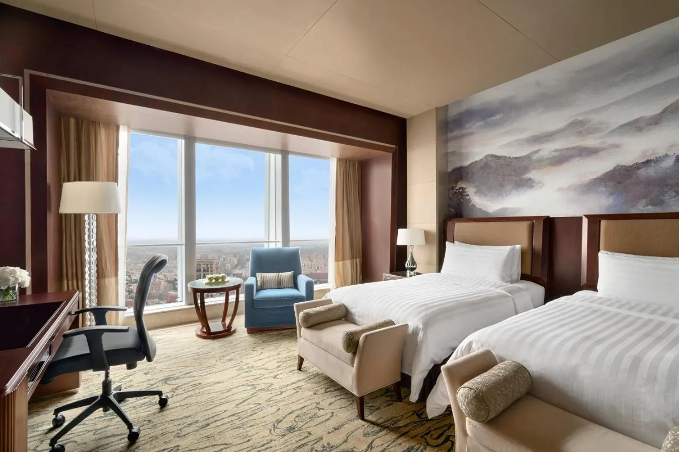 Living room, Bed in China World Summit Wing, Beijing