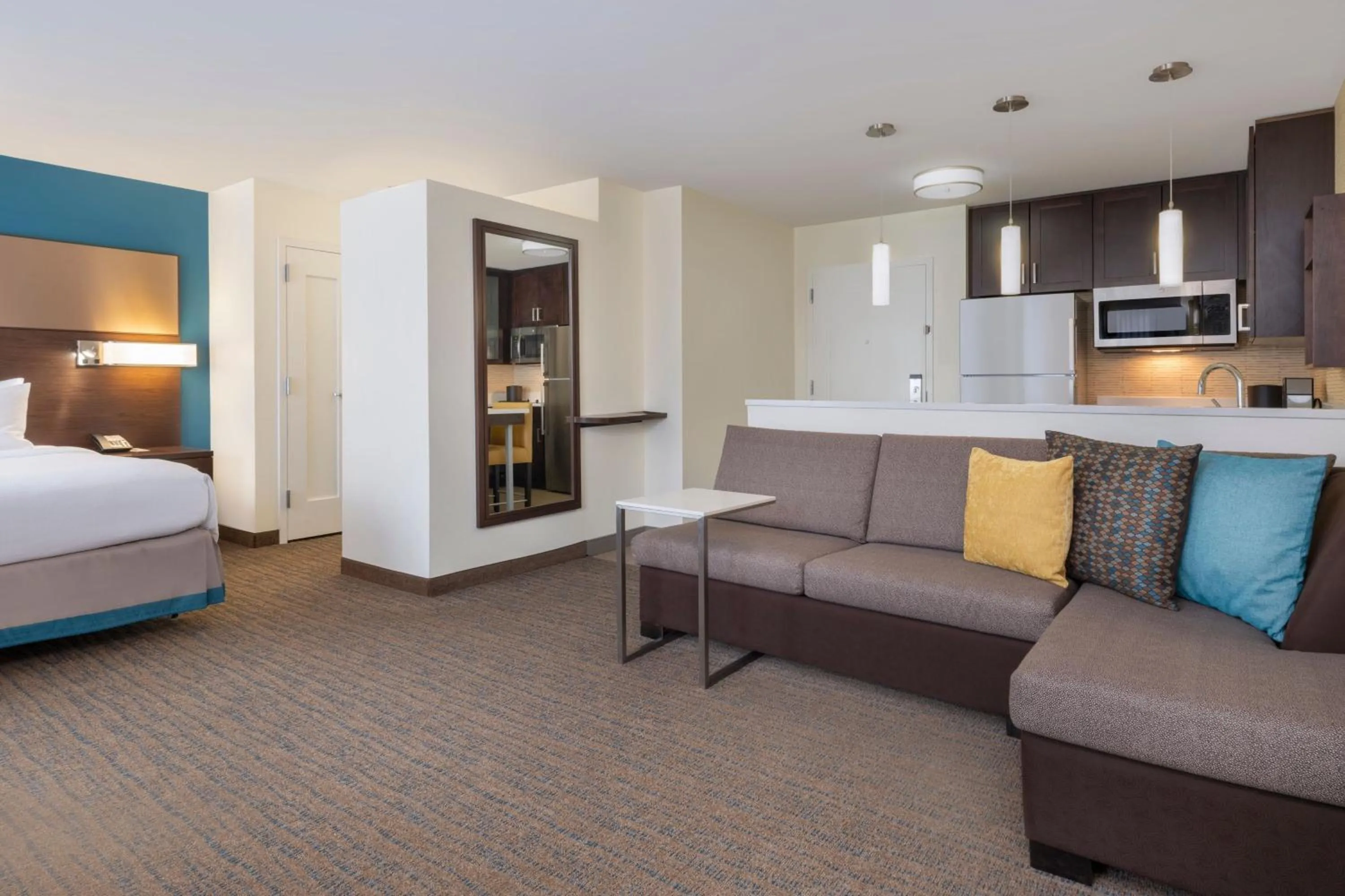 Living room, Bed in Residence Inn by Marriott Boston Bridgewater