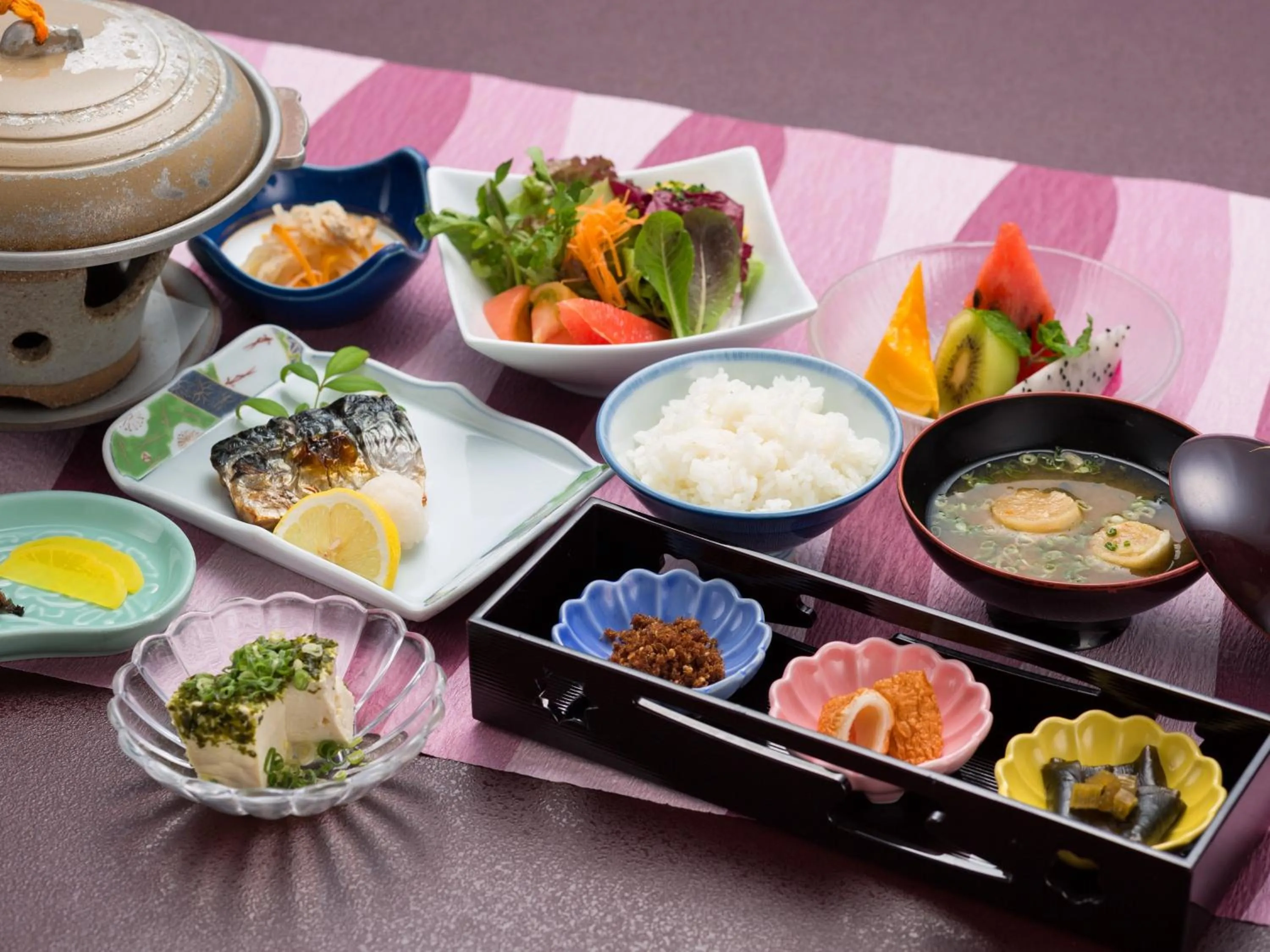 Asian breakfast in Riverside Hotel Shoei