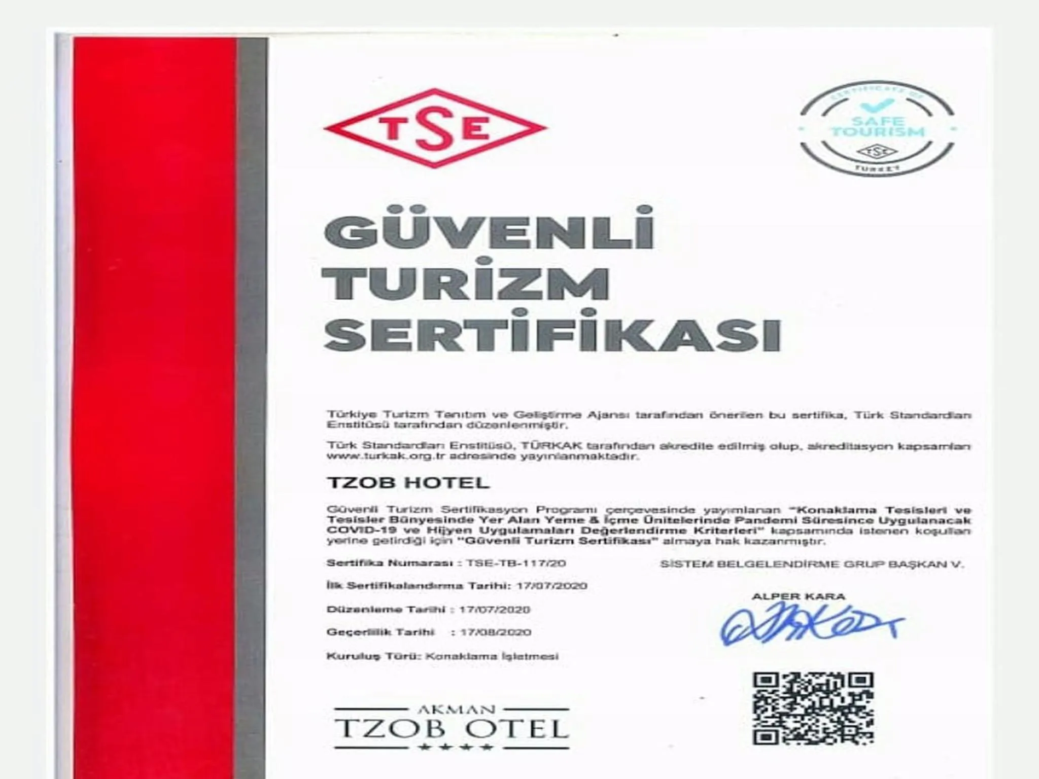 Logo/Certificate/Sign in Akman TZOB Otel