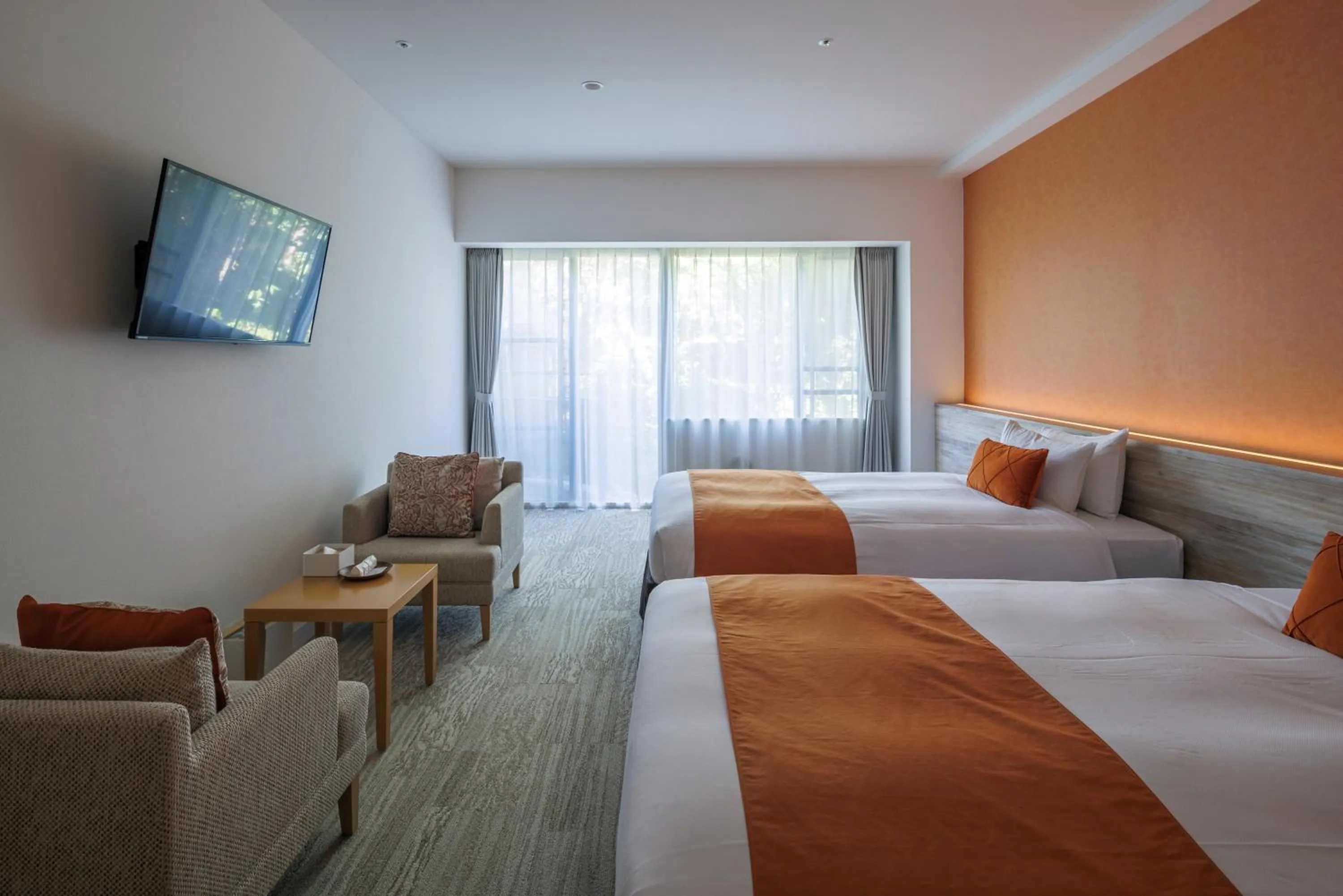 Inner courtyard view, Bed in WeBase KAMAKURA