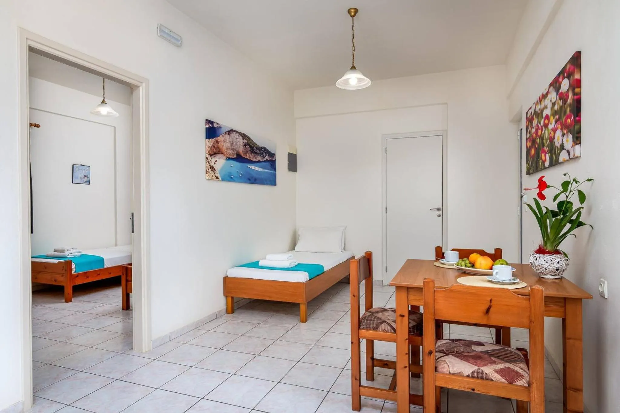 Bed in Mylos Apartments Anissaras