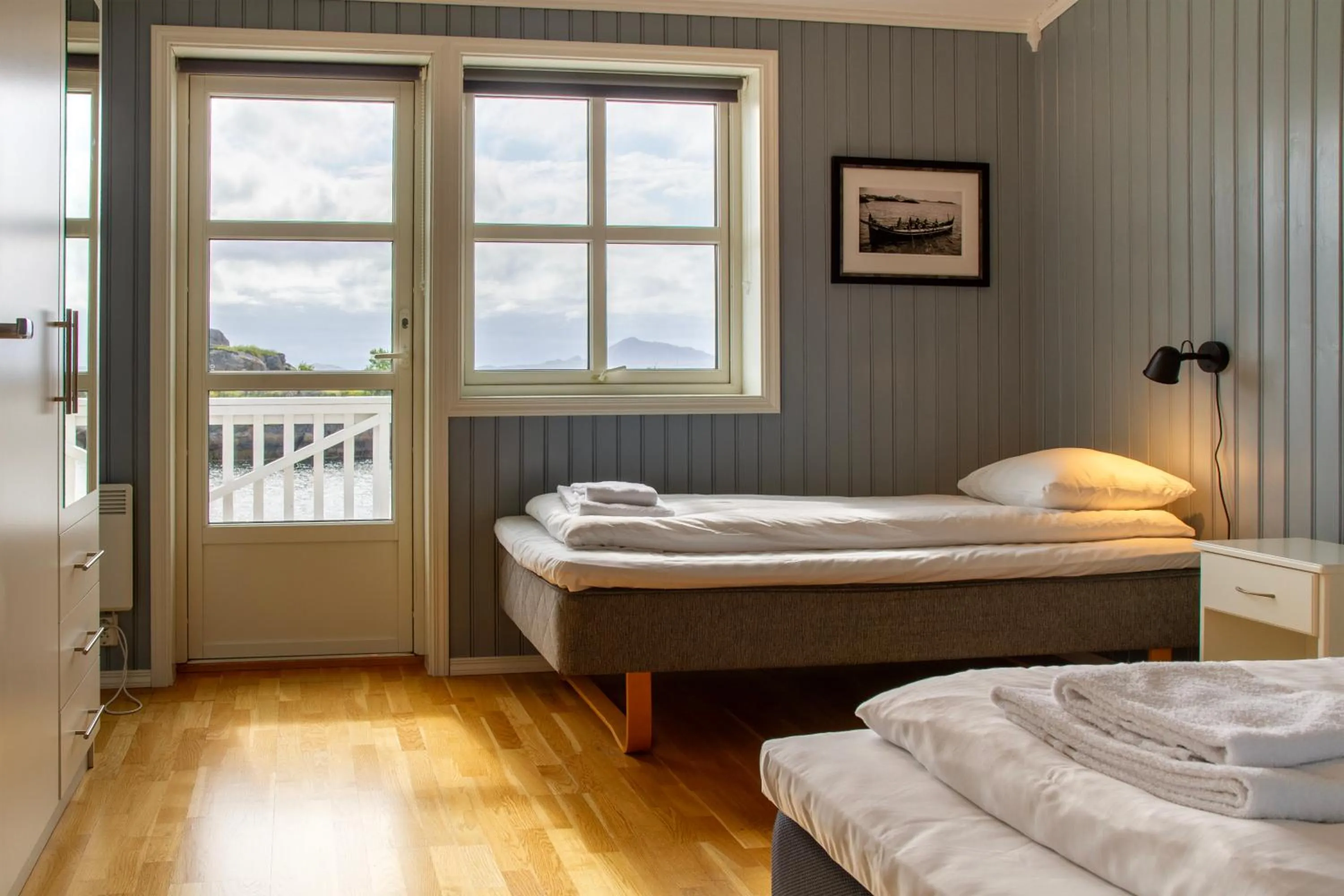 Balcony/Terrace, Bed in Rorbuene Svolvær Havn
