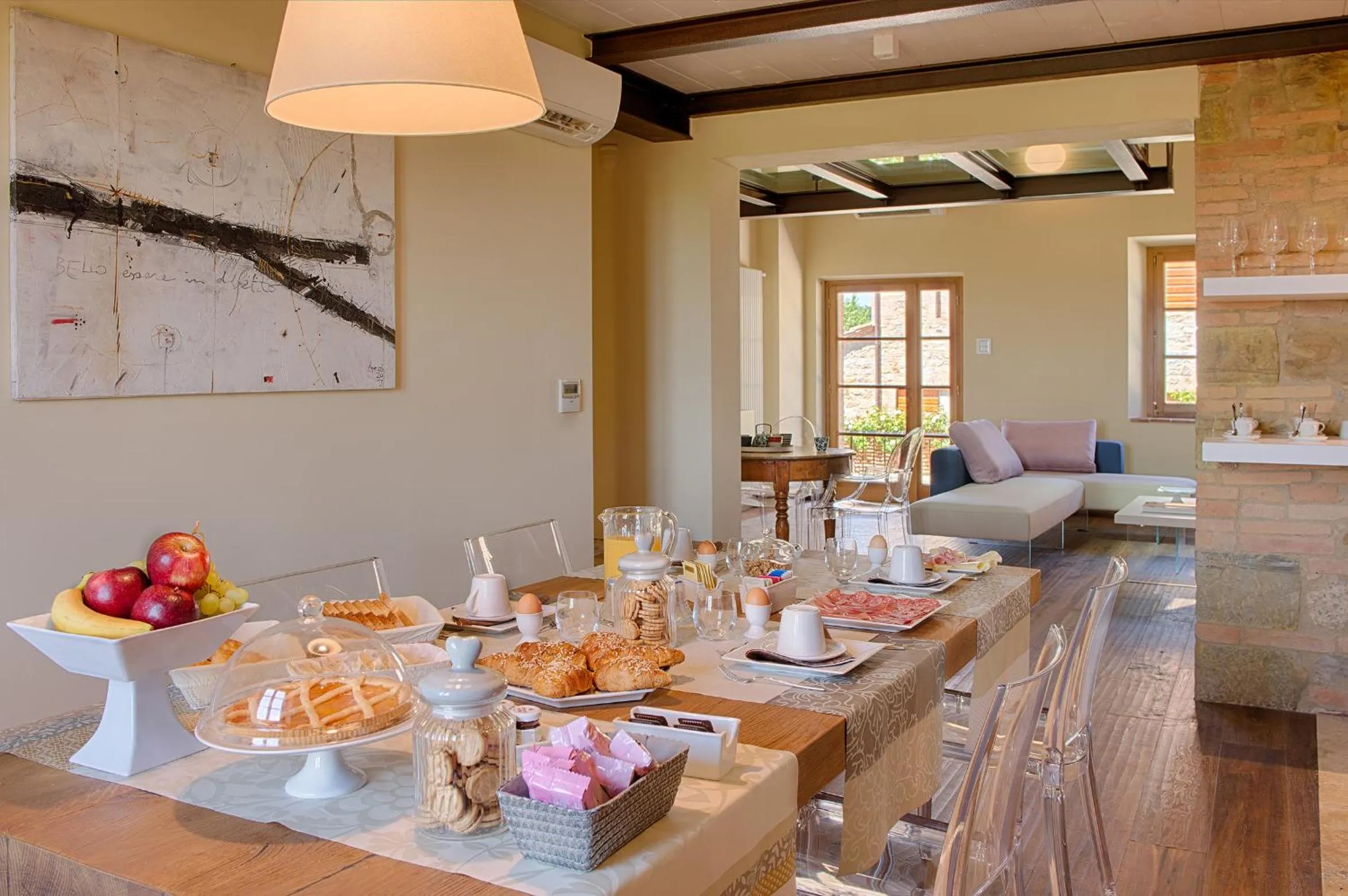 Continental breakfast in Chianti B&B Design infinity pool shared