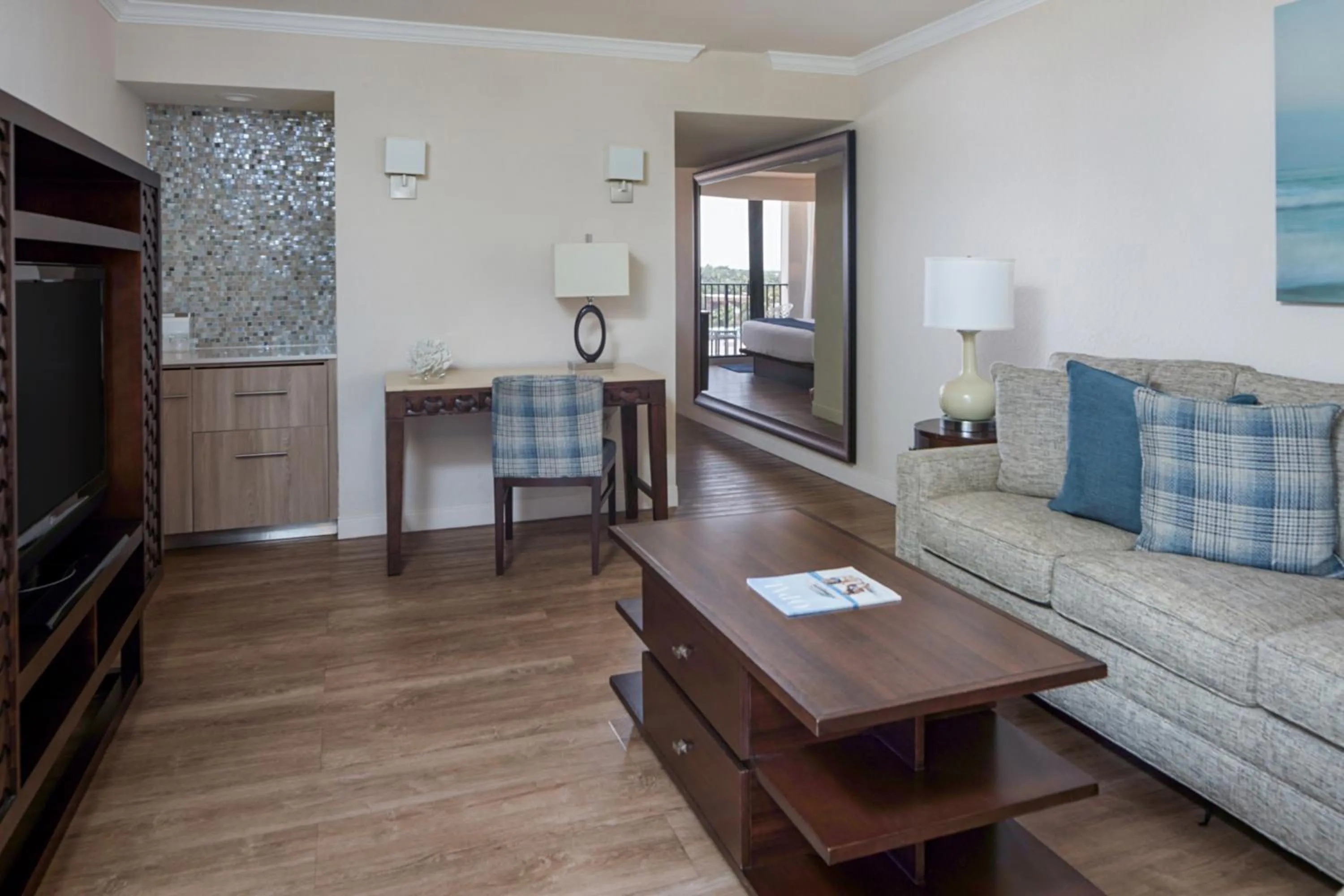 Living room, Bed in Opal Grand Oceanfront Resort & Spa