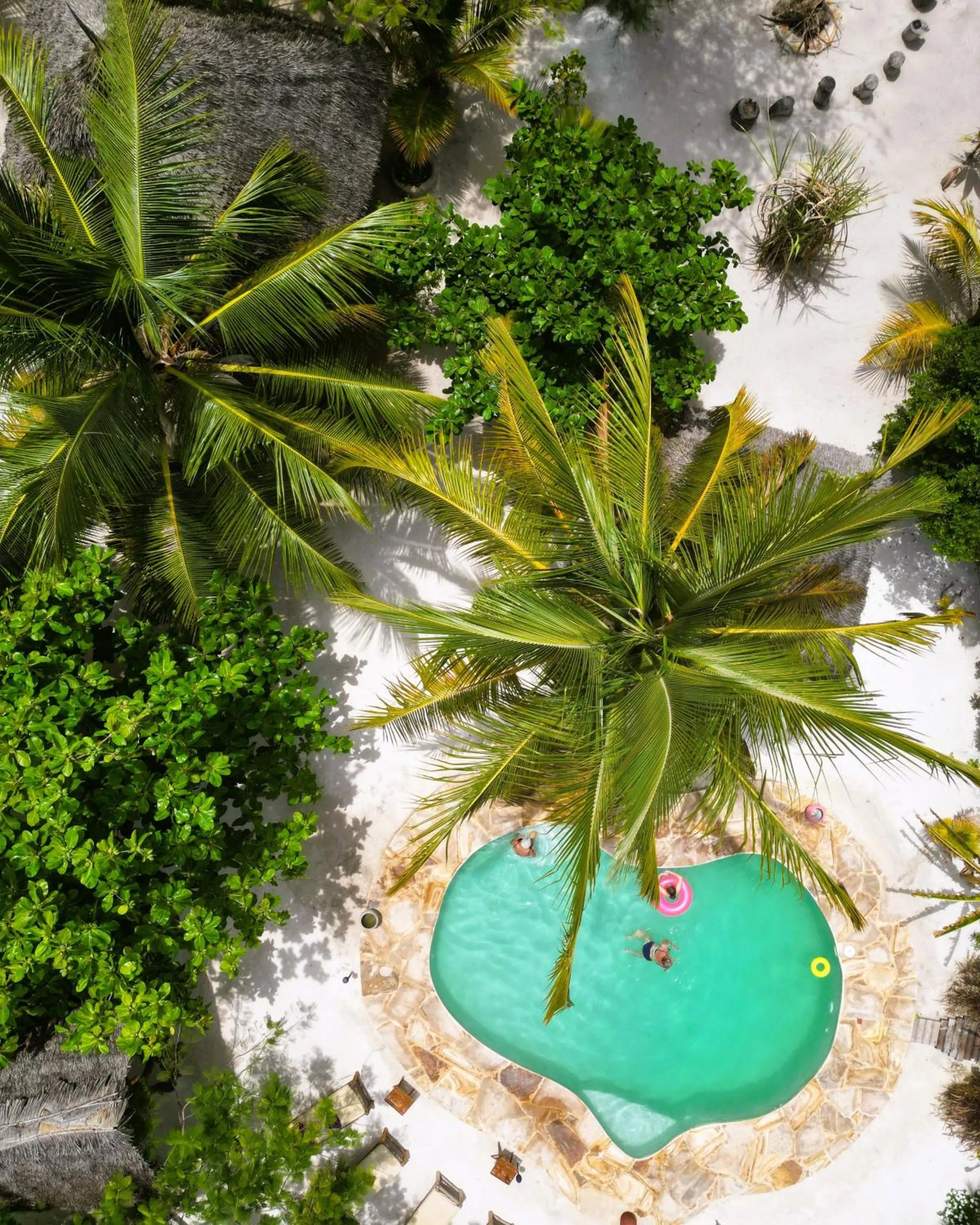 Pool view in Mpole Bungalows