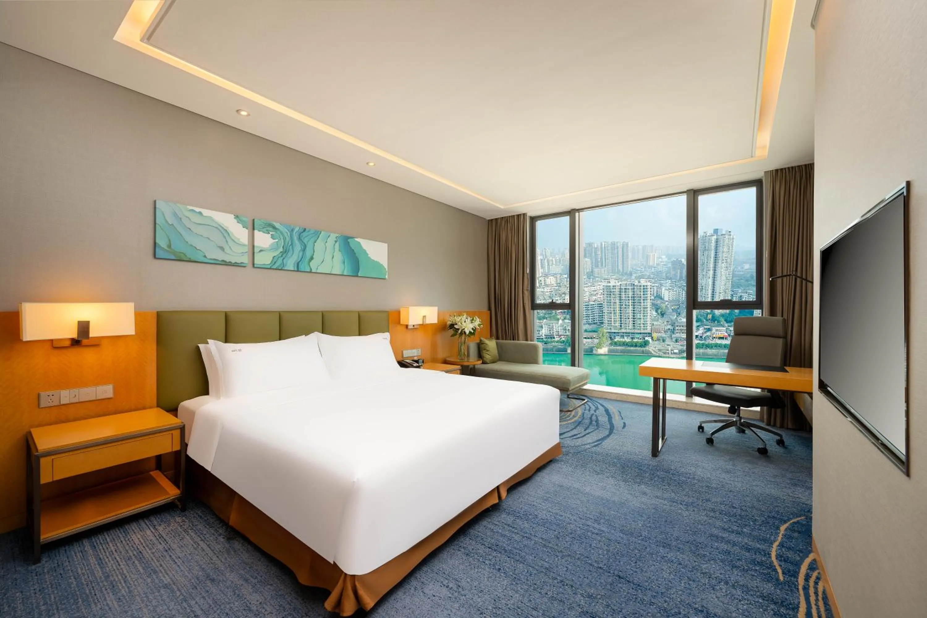 View (from property/room), Bed in Holiday Inn Neijiang Riverside by IHG