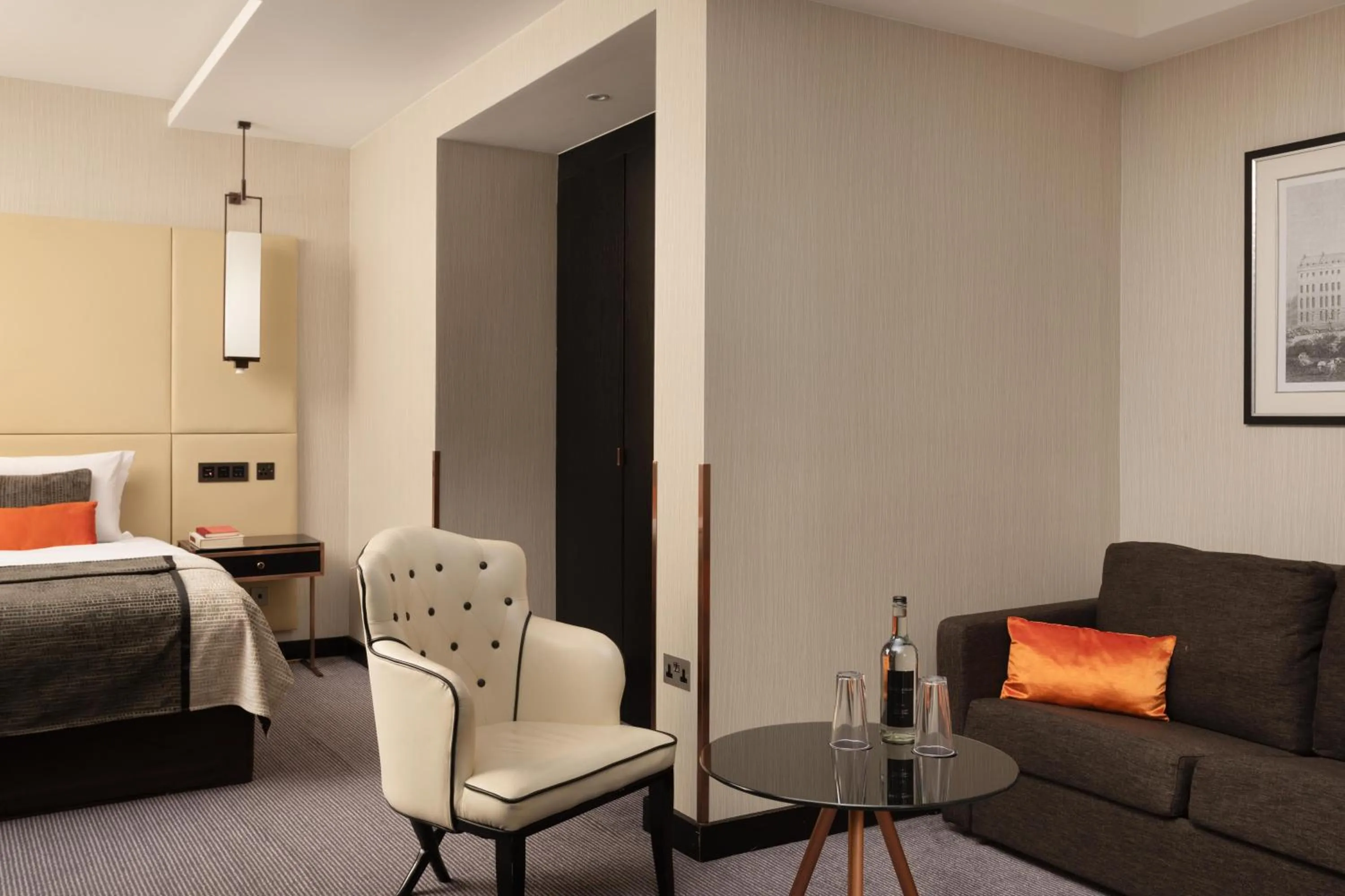 Seating area, Bed in Montcalm Royal London House, London City