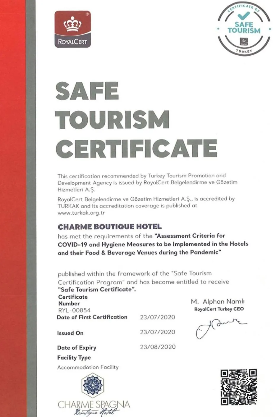 Logo/Certificate/Sign in Char Me Hotel